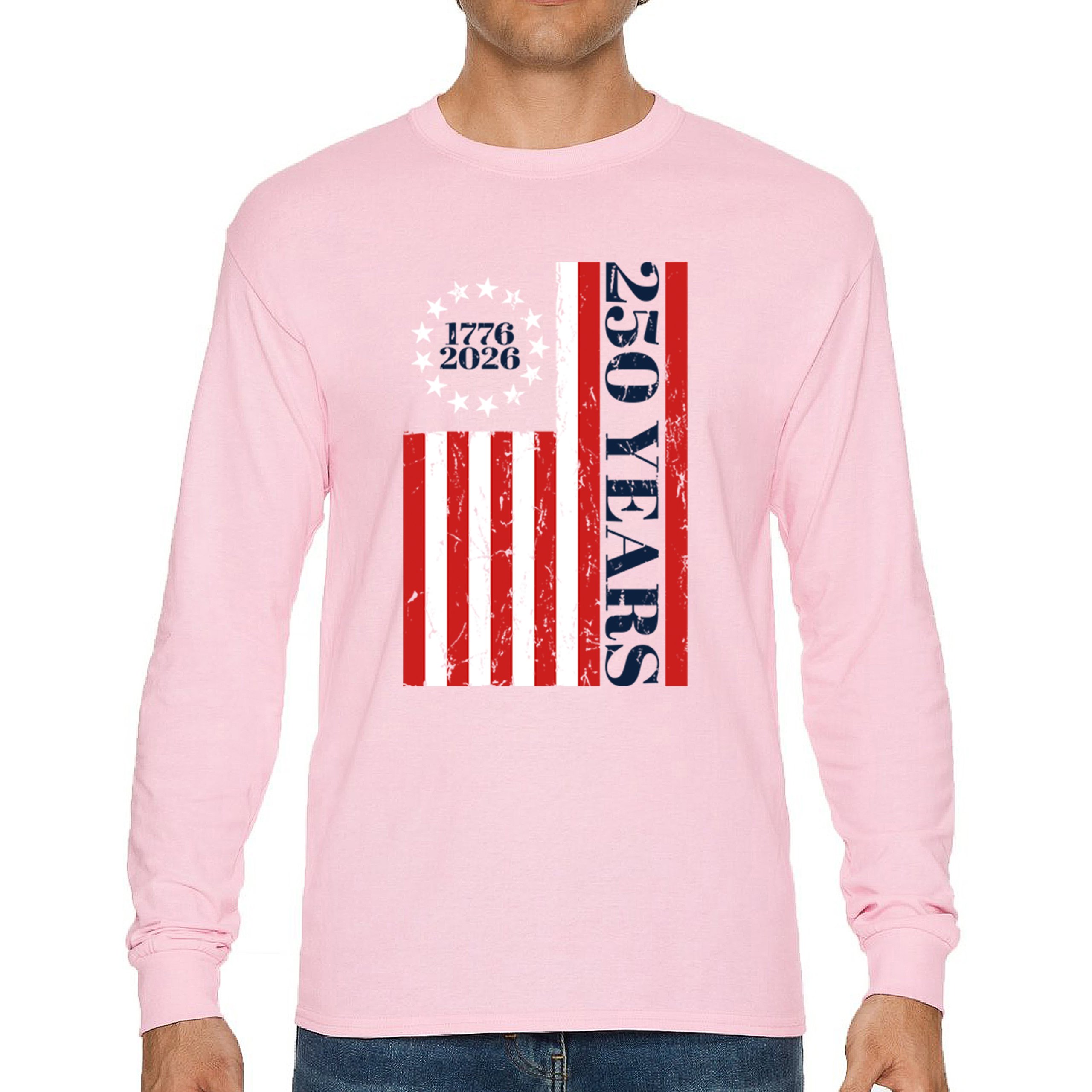 USA 250 Years Flag Long Sleeve T-shirt American Patriotic July 4th Freedom - Picture 72 of 78