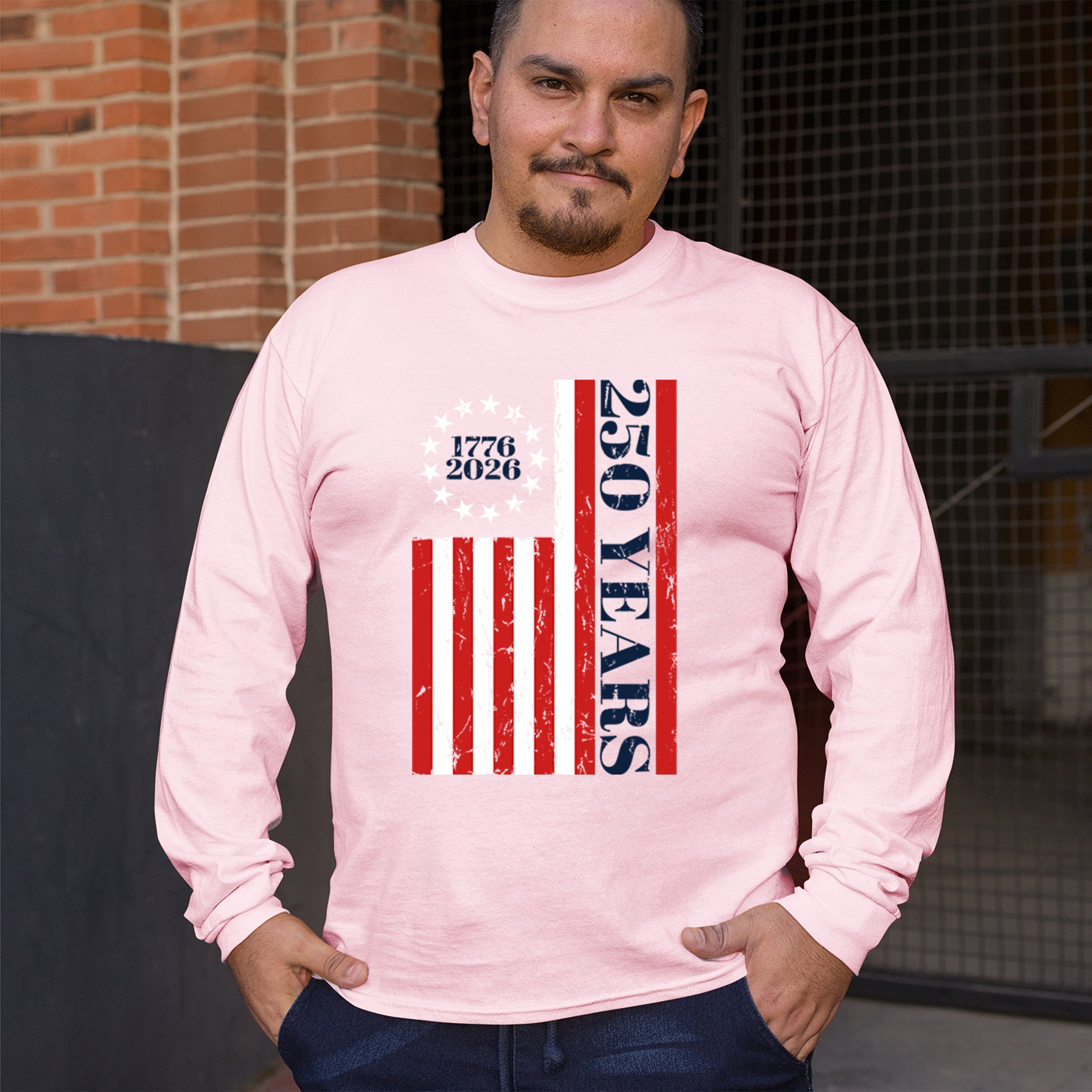 USA 250 Years Flag Long Sleeve T-shirt American Patriotic July 4th Freedom - Picture 75 of 78