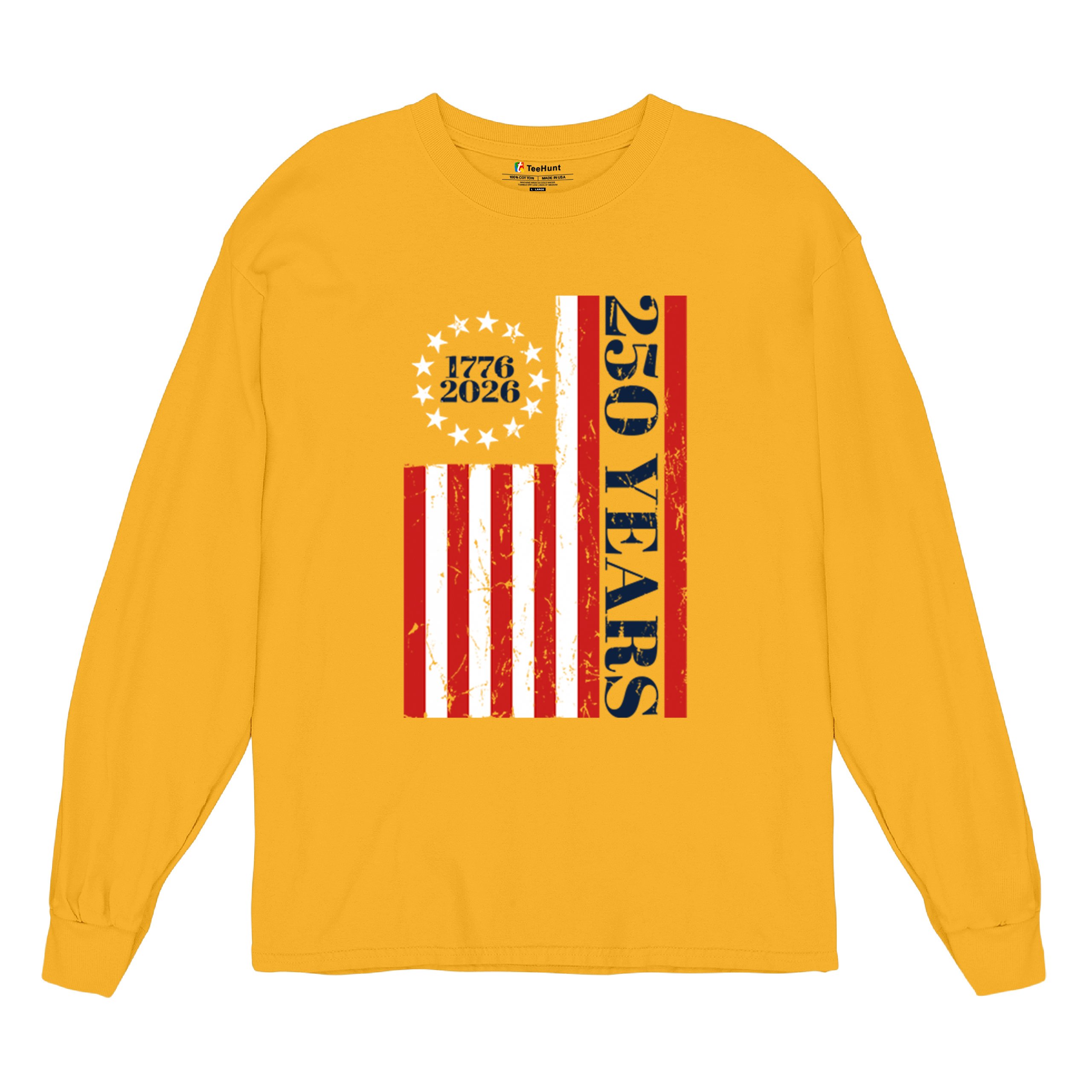 USA 250 Years Flag Long Sleeve T-shirt American Patriotic July 4th Freedom - Picture 69 of 78