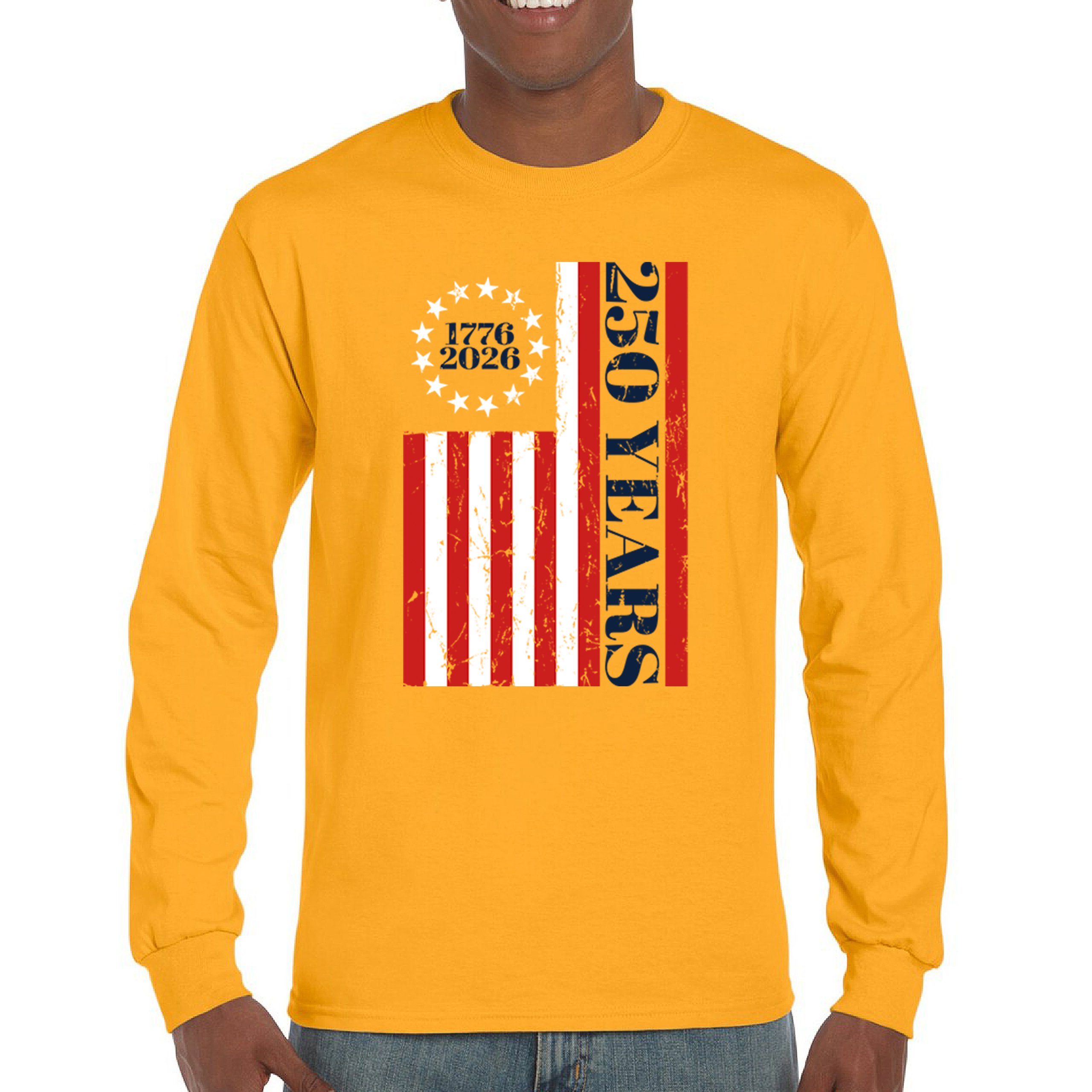 USA 250 Years Flag Long Sleeve T-shirt American Patriotic July 4th Freedom - Picture 65 of 78