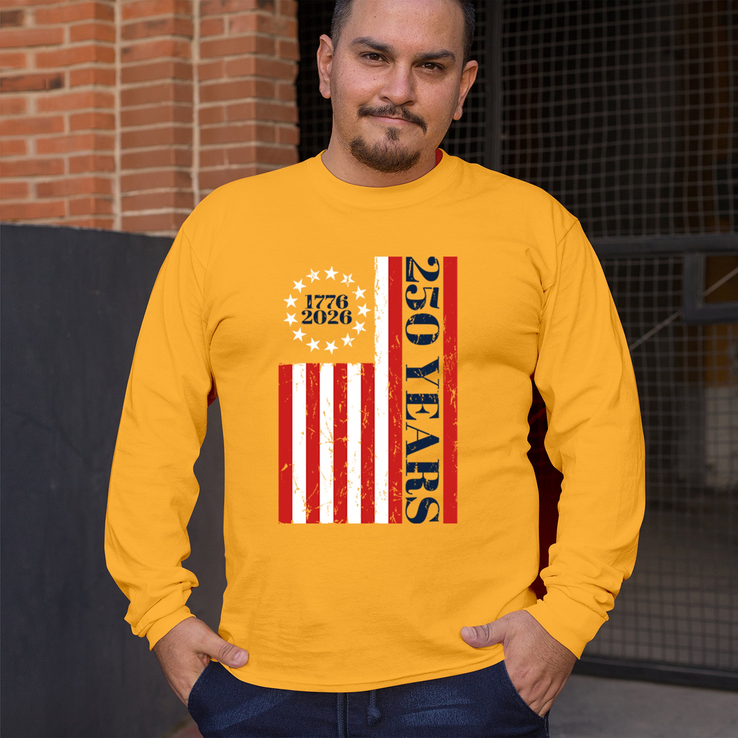 USA 250 Years Flag Long Sleeve T-shirt American Patriotic July 4th Freedom - Picture 68 of 78