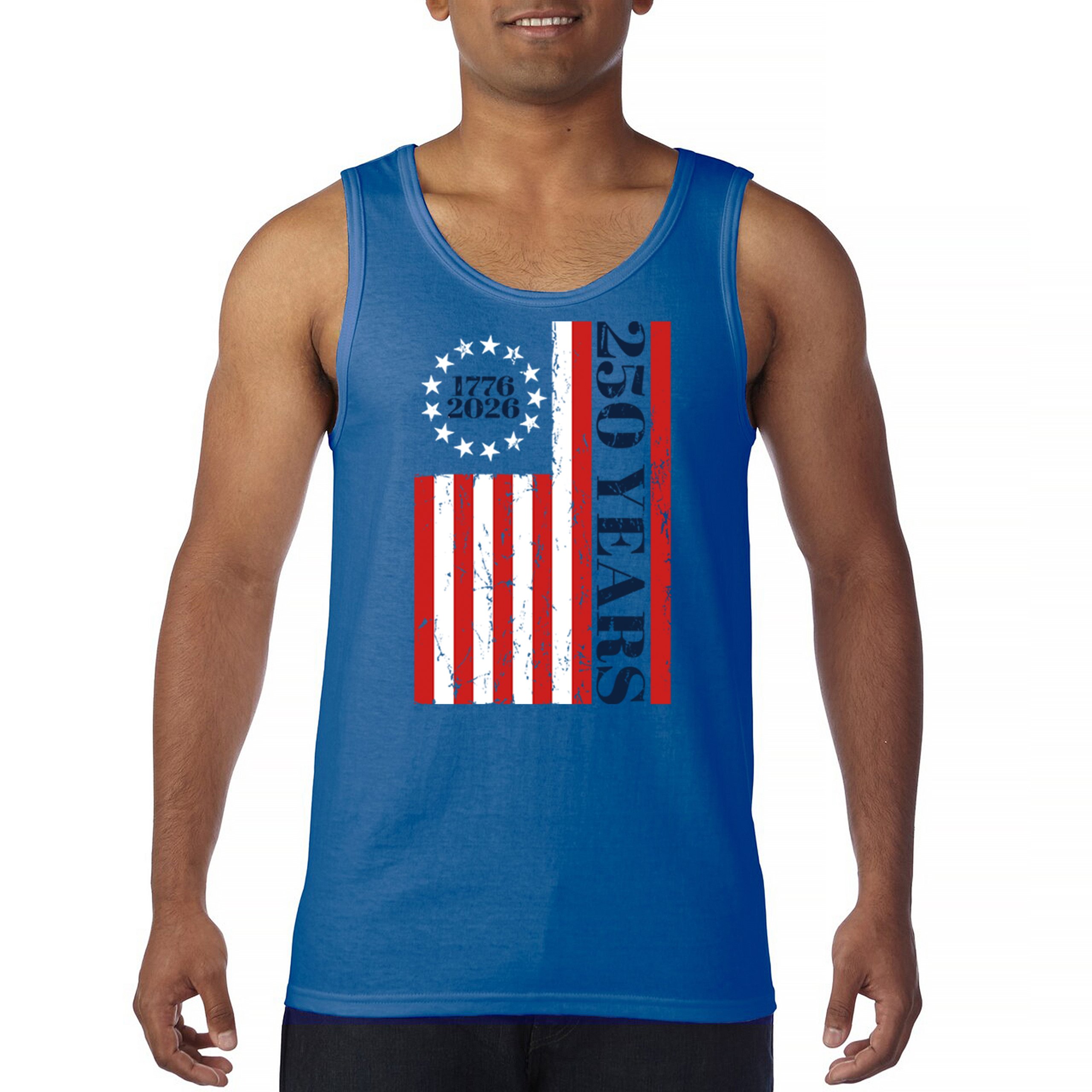 USA 250 Years Flag Men’s Tank Top American Patriotic July 4th Freedom