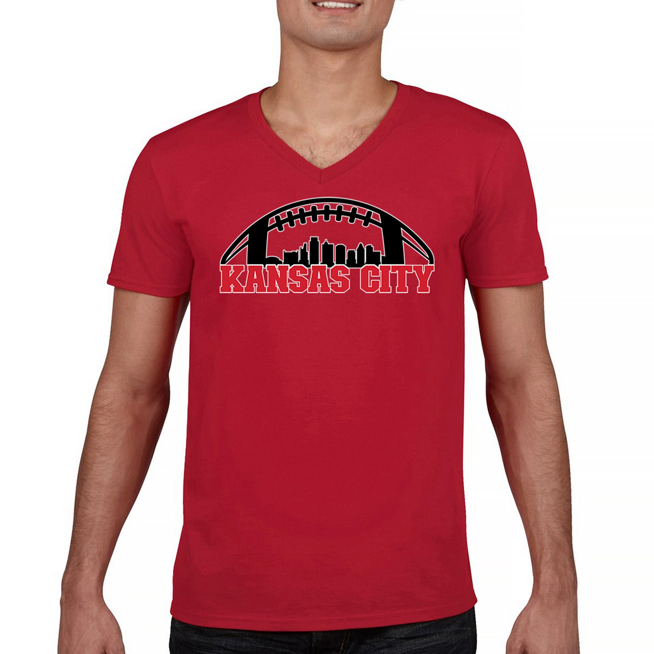 Kansas City Football V-Neck T-shirt K.C. Skyline Champions Game