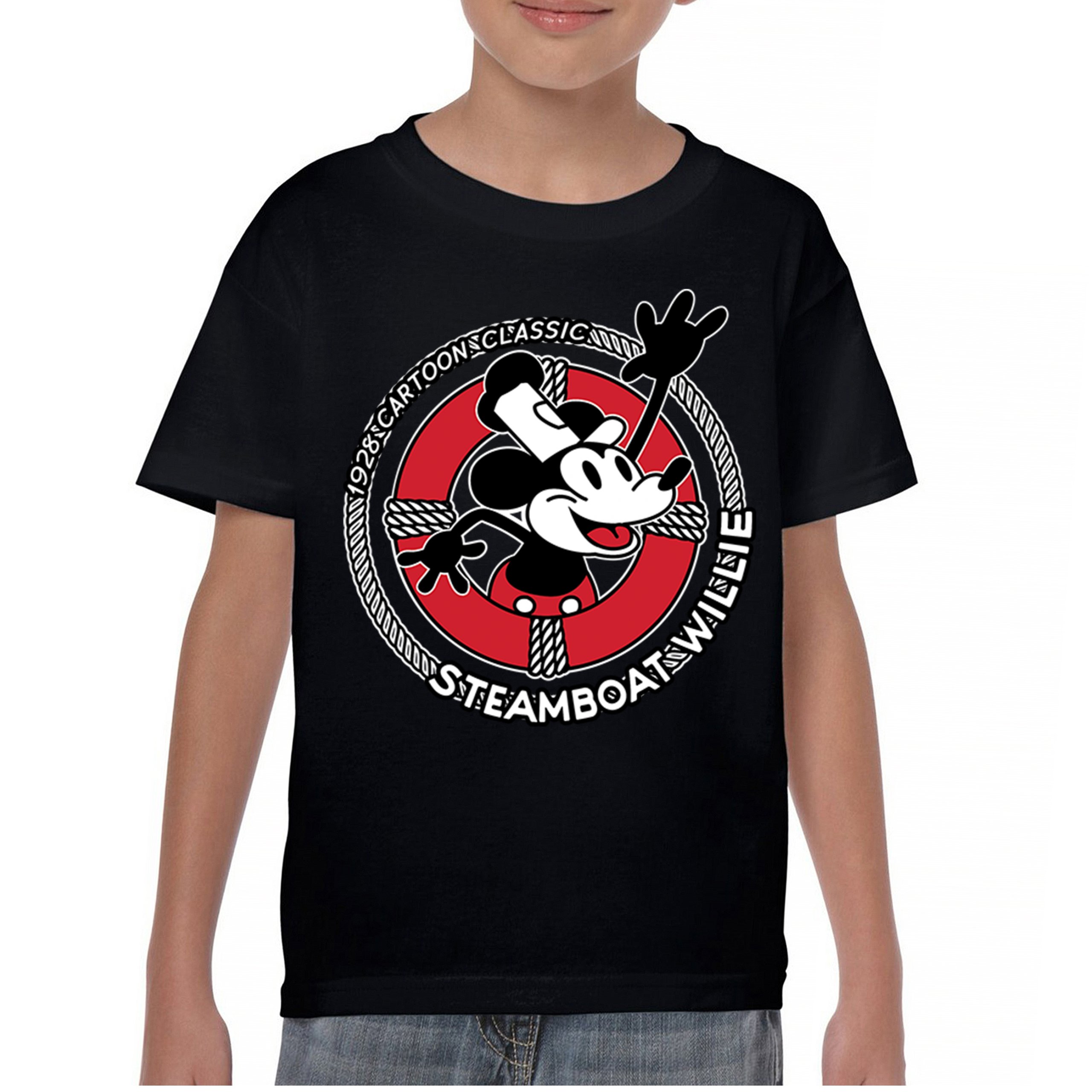 Steamboat Willie Life Preserver Youth T-shirt Funny Classic Cartoon Beach Kids - Picture 9 of 50