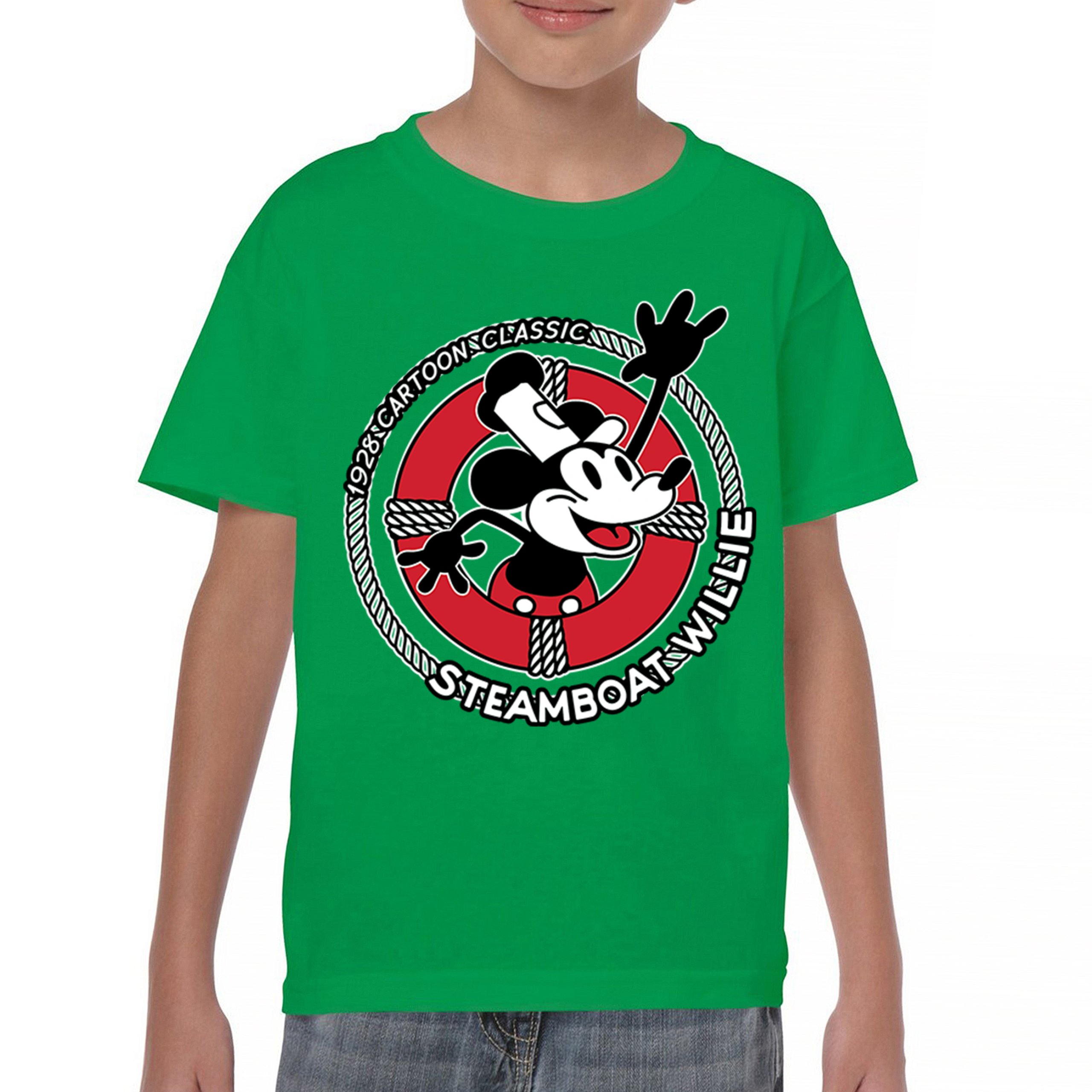 Steamboat Willie Life Preserver Youth T-shirt Funny Classic Cartoon Beach Kids - Picture 30 of 50