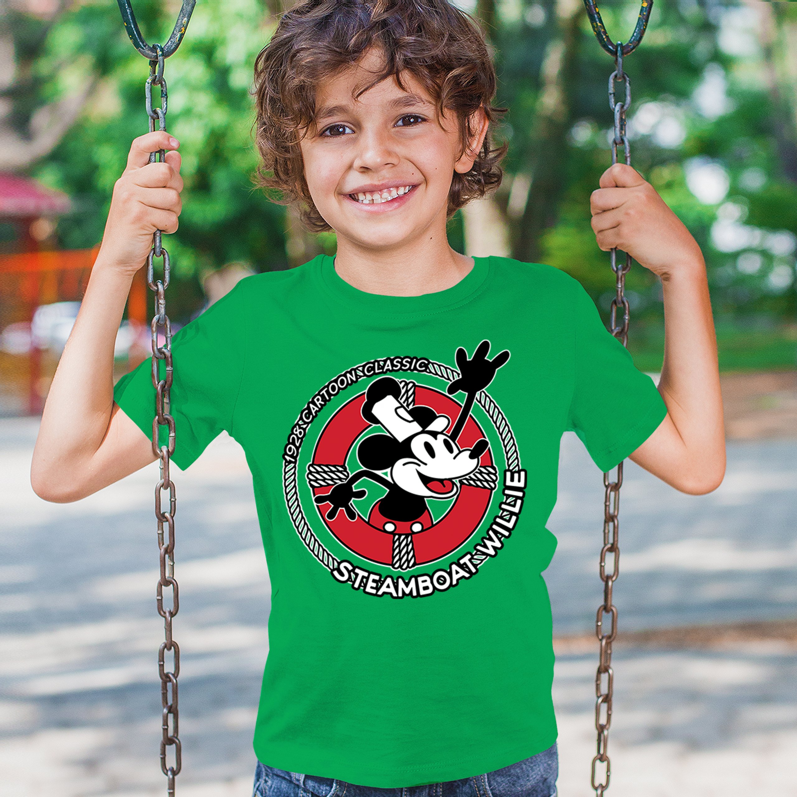 Steamboat Willie Life Preserver Youth T-shirt Funny Classic Cartoon Beach Kids - Picture 33 of 50