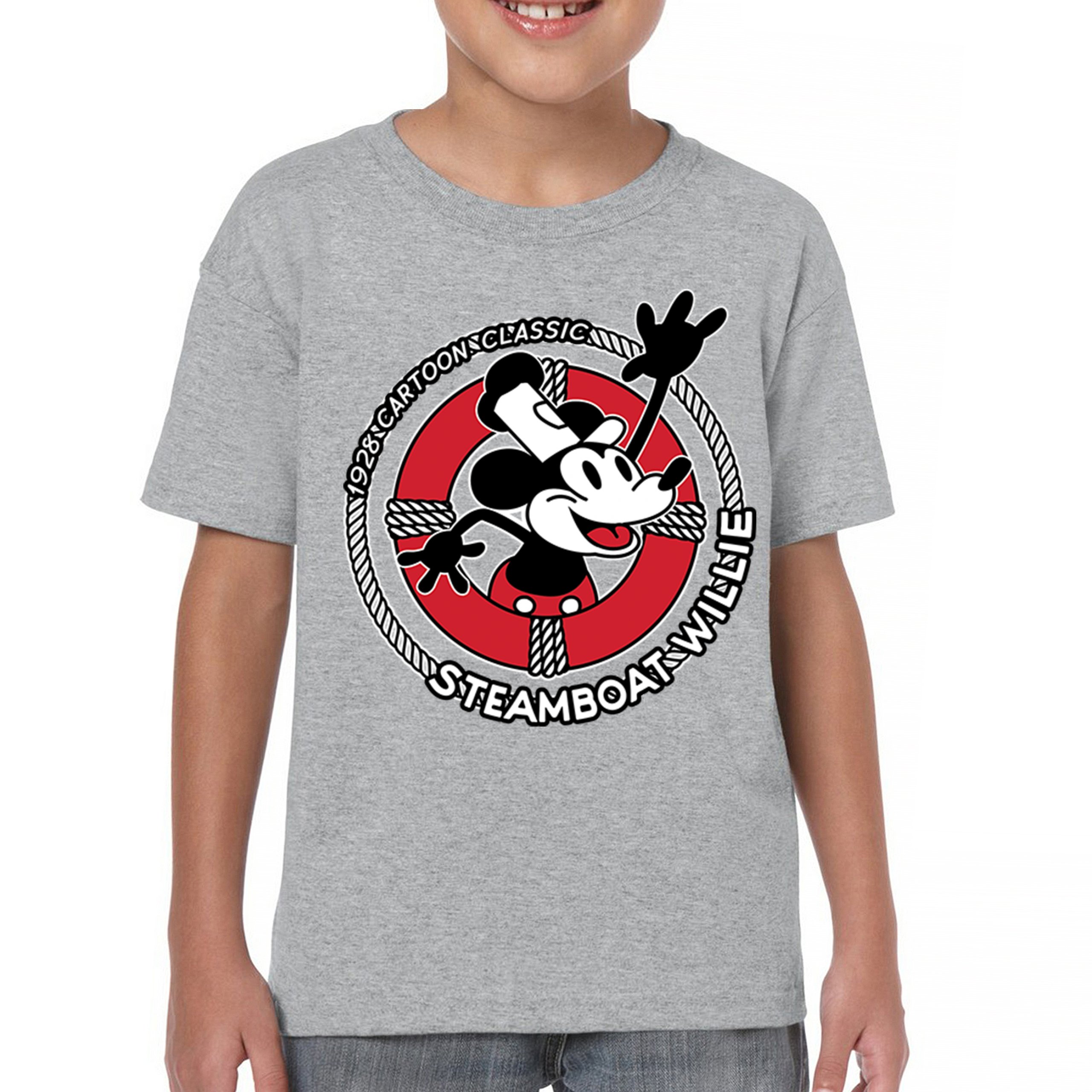 Steamboat Willie Life Preserver Youth T-shirt Funny Classic Cartoon Beach Kids - Picture 2 of 50