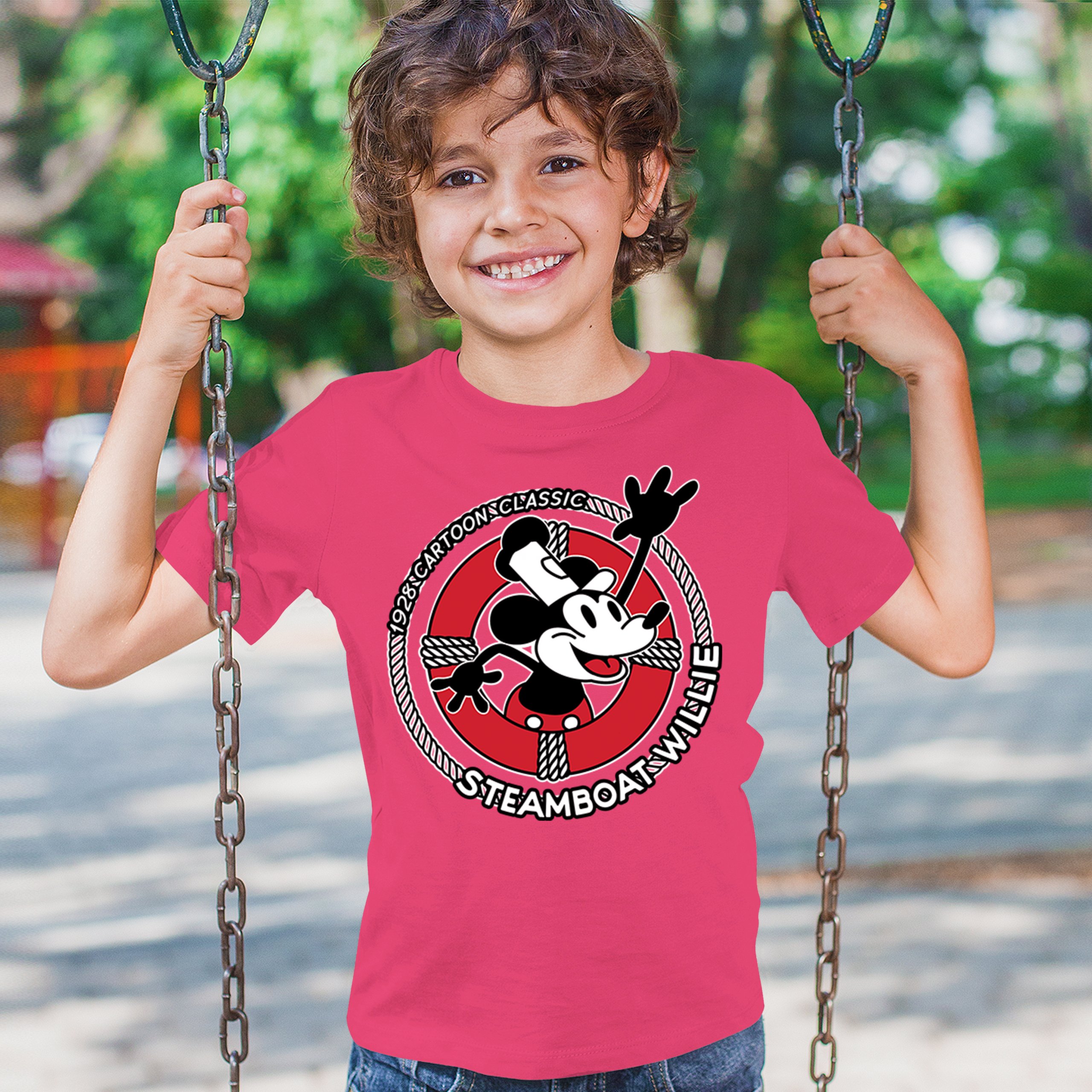 Steamboat Willie Life Preserver Youth T-shirt Funny Classic Cartoon Beach Kids - Picture 47 of 50