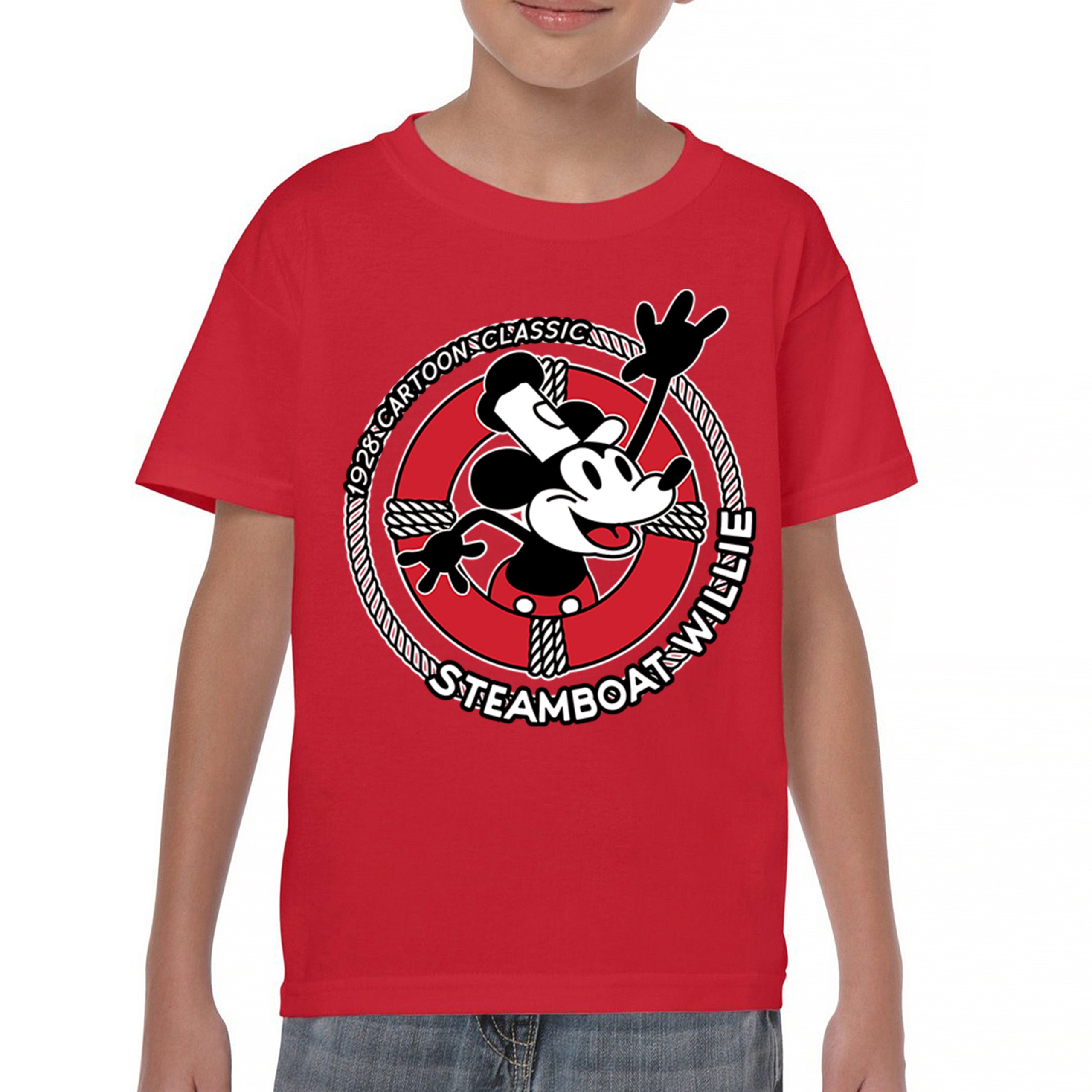 Steamboat Willie Life Preserver Youth T-shirt Funny Classic Cartoon Beach Kids - Picture 16 of 50