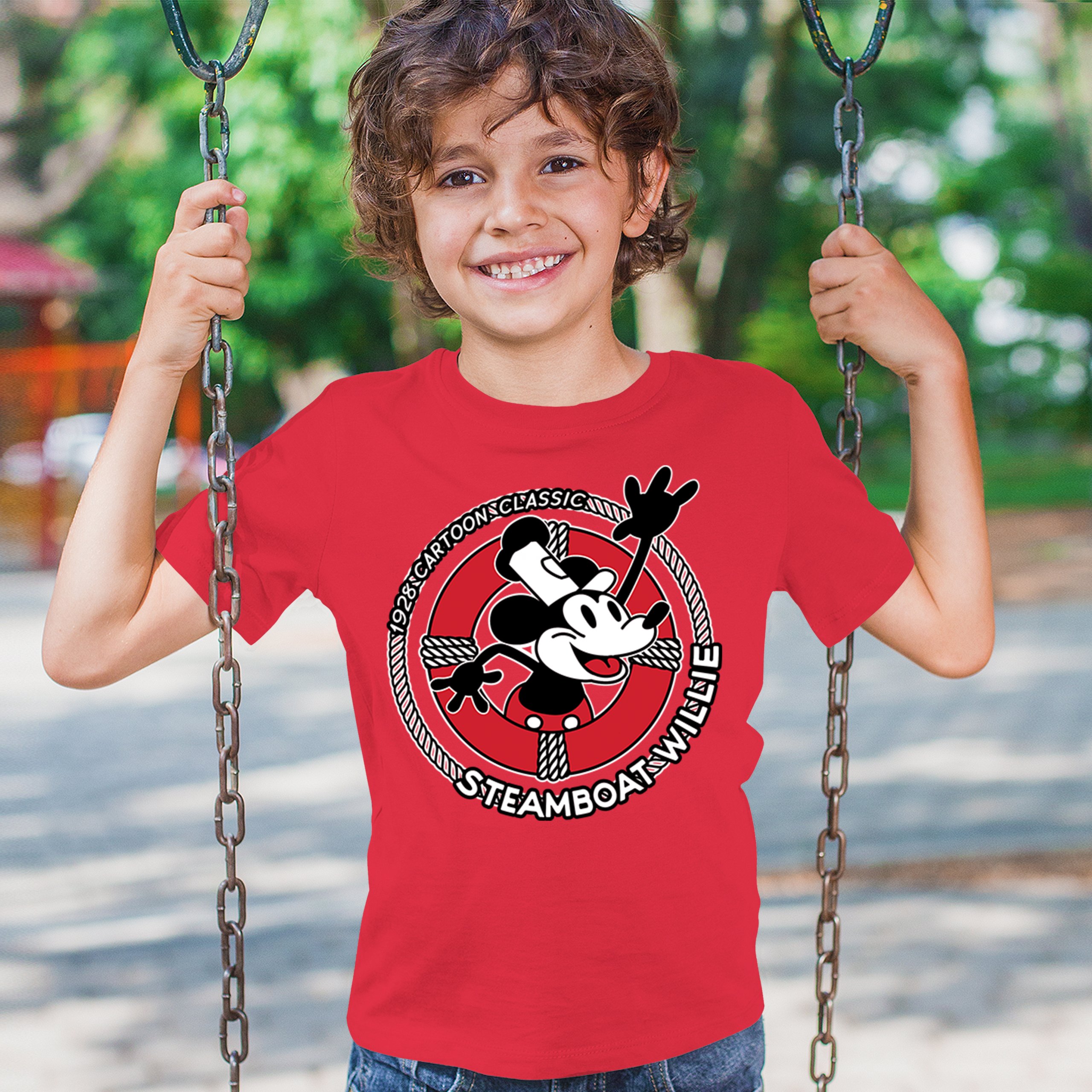 Steamboat Willie Life Preserver Youth T-shirt Funny Classic Cartoon Beach Kids - Picture 19 of 50