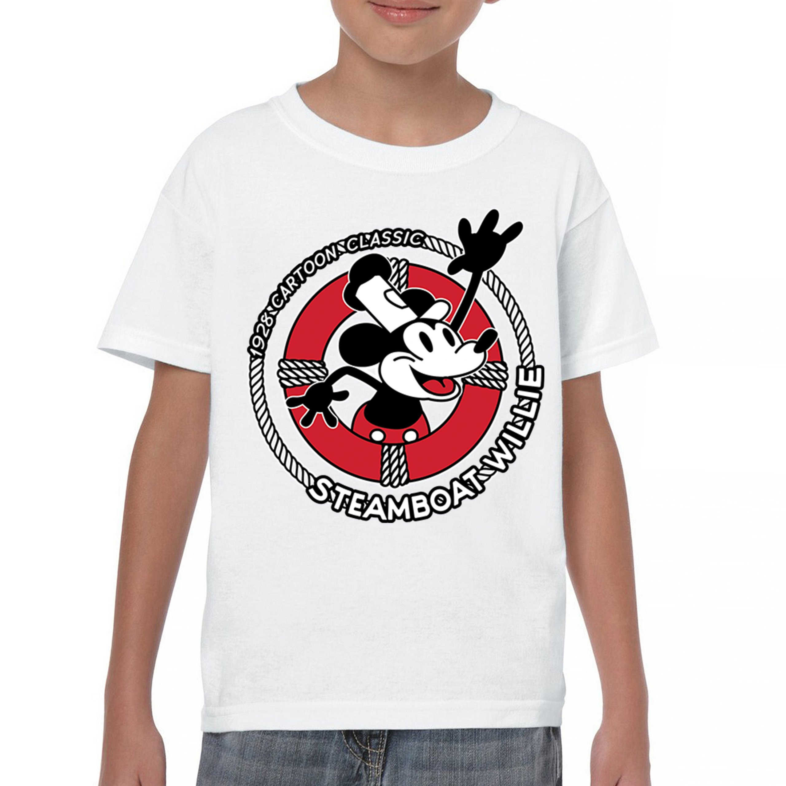 Steamboat Willie Life Preserver Youth T-shirt Funny Classic Cartoon Beach Kids - Picture 23 of 50