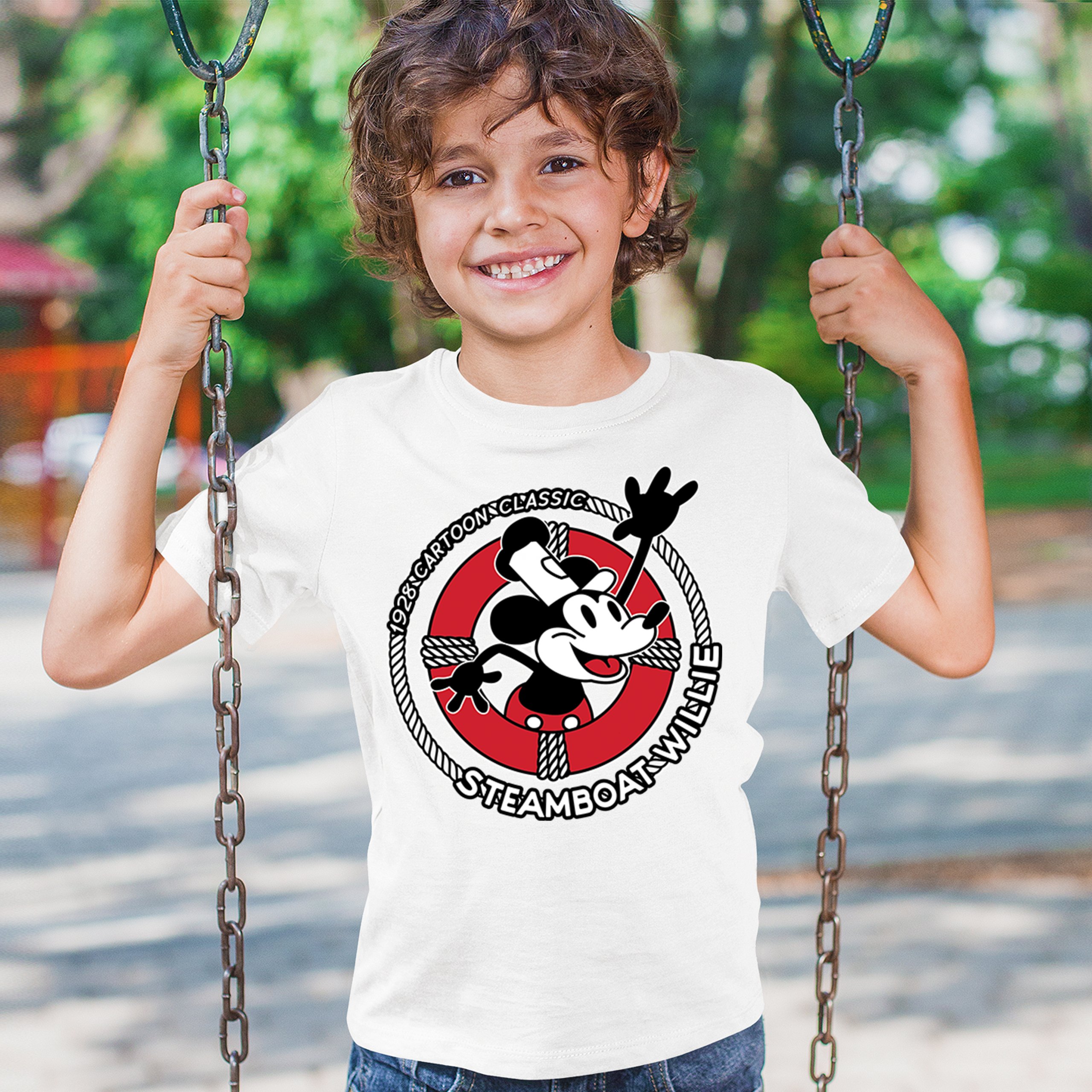 Steamboat Willie Life Preserver Youth T-shirt Funny Classic Cartoon Beach Kids - Picture 26 of 50