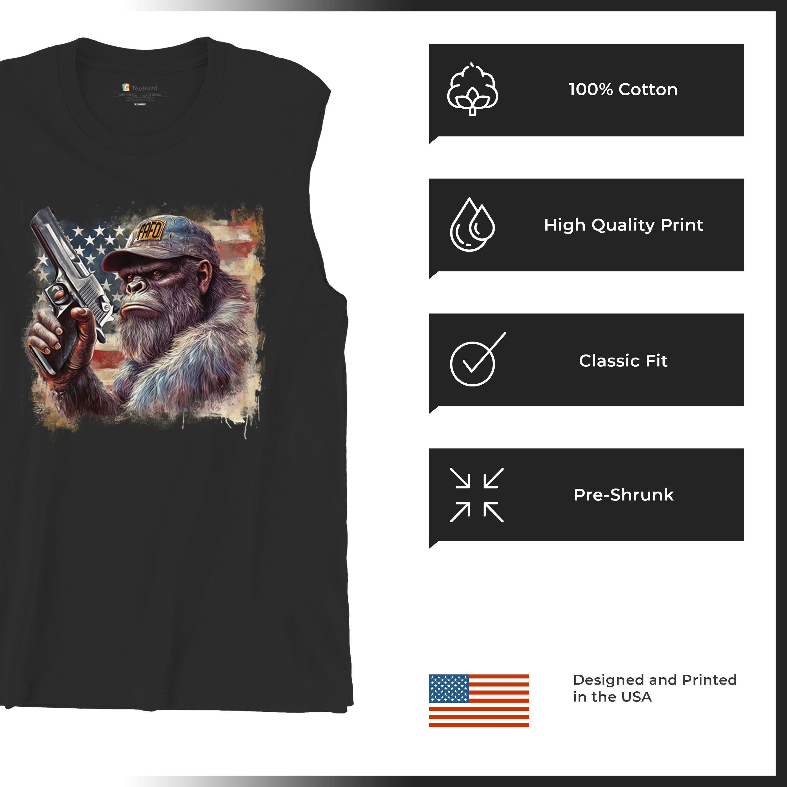 FAFO Bigfoot Muscle Shirt F Around and Find Out American 2nd Amendment Men's - Picture 7 of 43