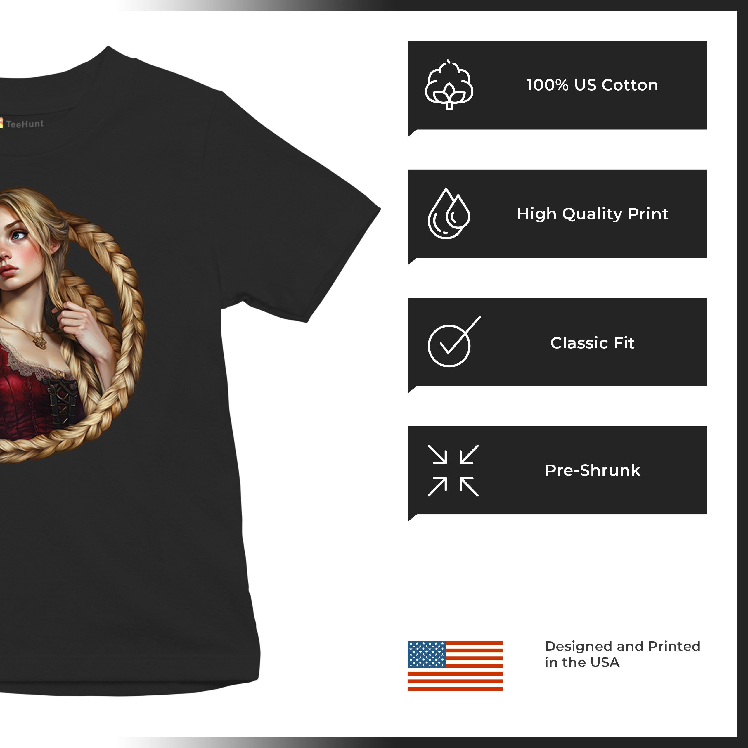 Storybook Rapunzel Youth T-shirt Fairytale Blonde Hair Fantasy Princess Kids - Picture 7 of 50