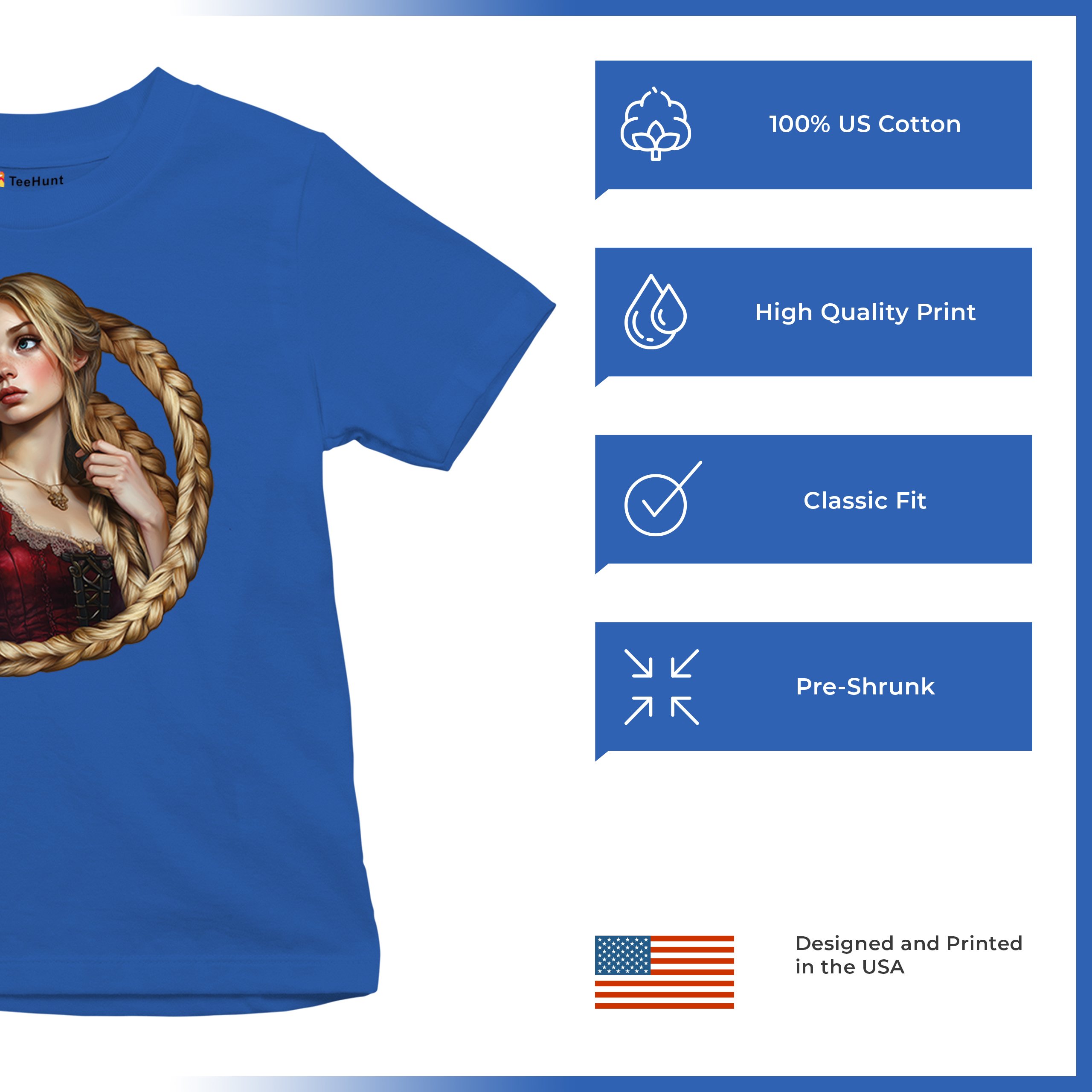 Storybook Rapunzel Youth T-shirt Fairytale Blonde Hair Fantasy Princess Kids - Picture 42 of 50