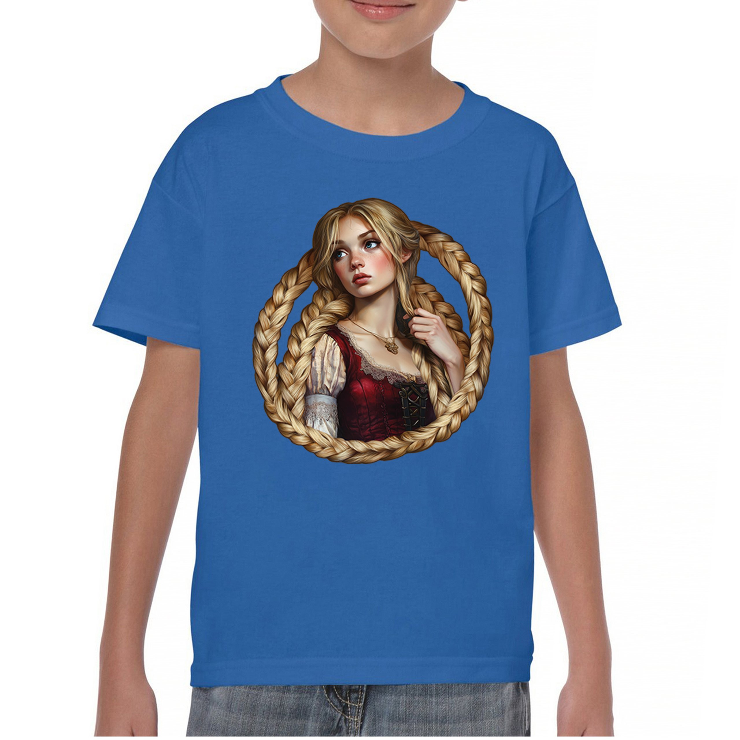 Storybook Rapunzel Youth T-shirt Fairytale Blonde Hair Fantasy Princess Kids - Picture 37 of 50