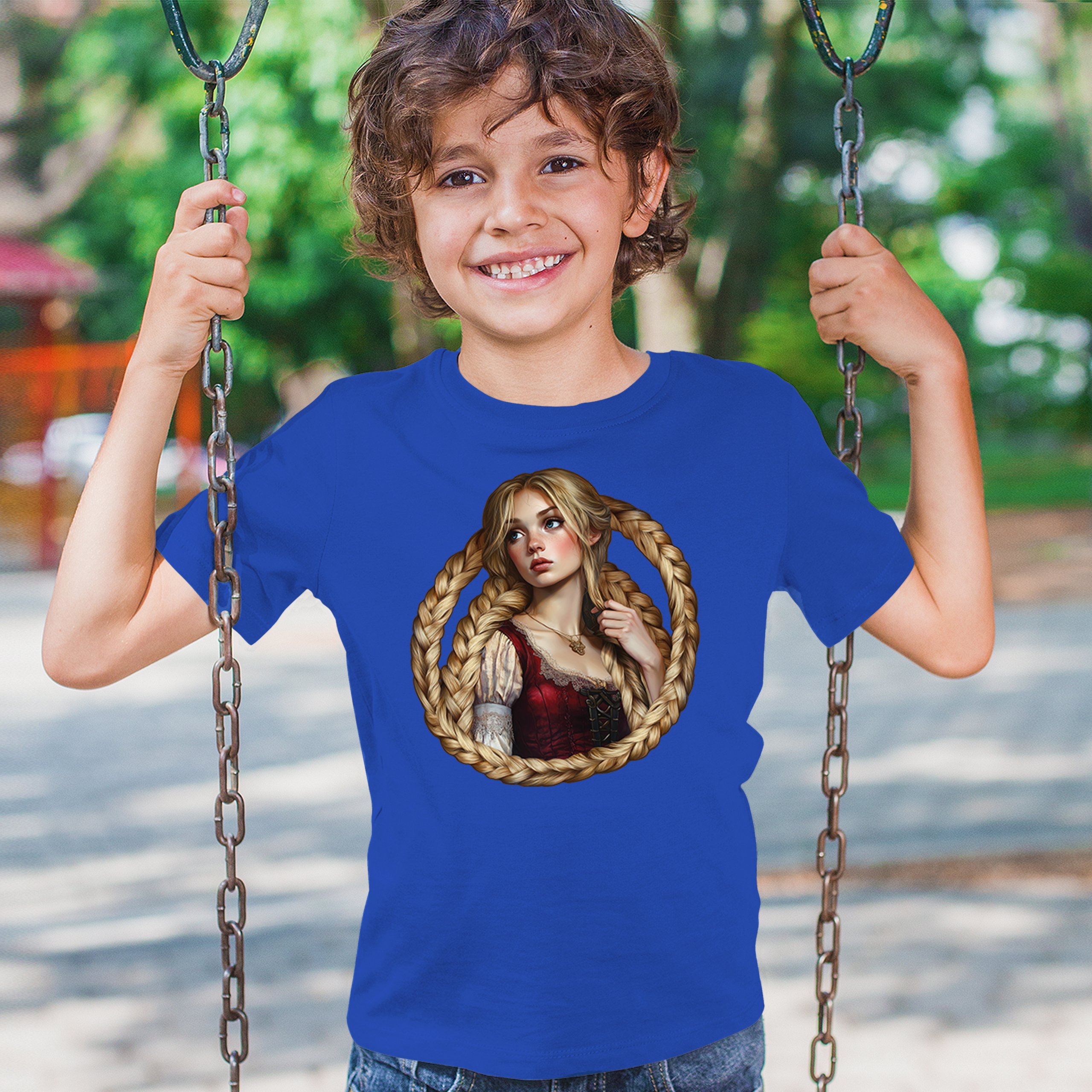 Storybook Rapunzel Youth T-shirt Fairytale Blonde Hair Fantasy Princess Kids - Picture 40 of 50