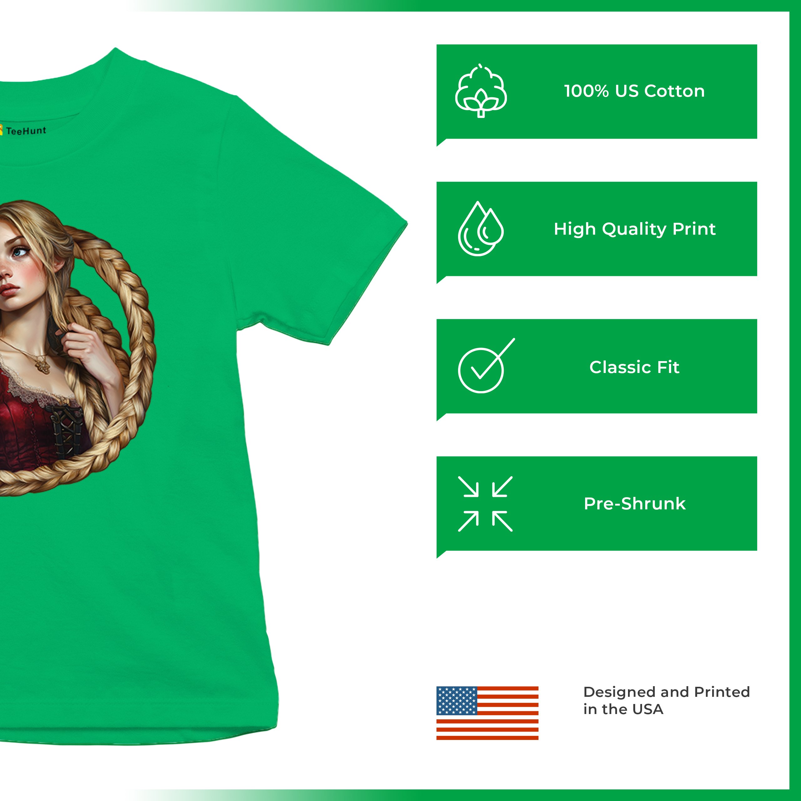 Storybook Rapunzel Youth T-shirt Fairytale Blonde Hair Fantasy Princess Kids - Picture 35 of 50