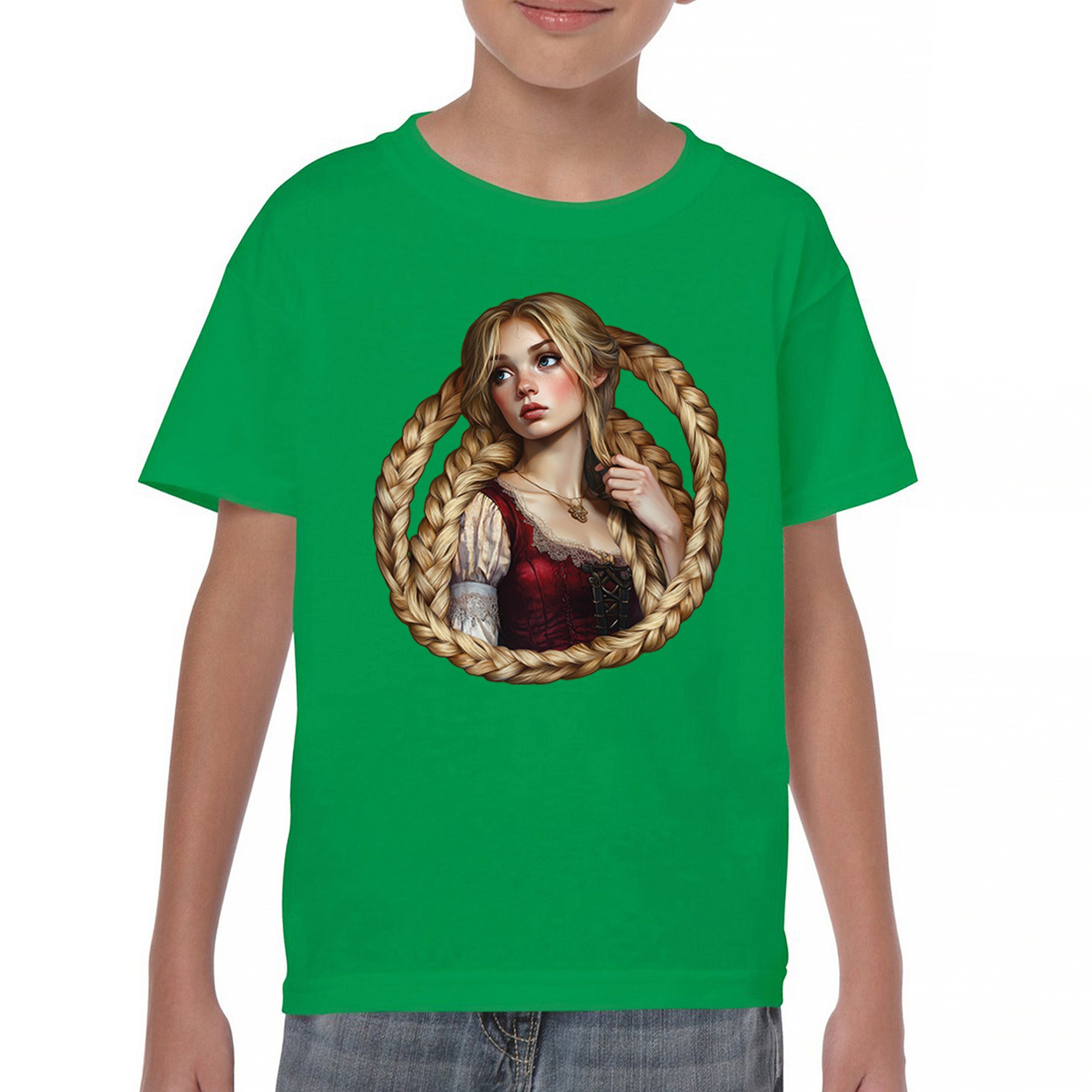 Storybook Rapunzel Youth T-shirt Fairytale Blonde Hair Fantasy Princess Kids - Picture 30 of 50