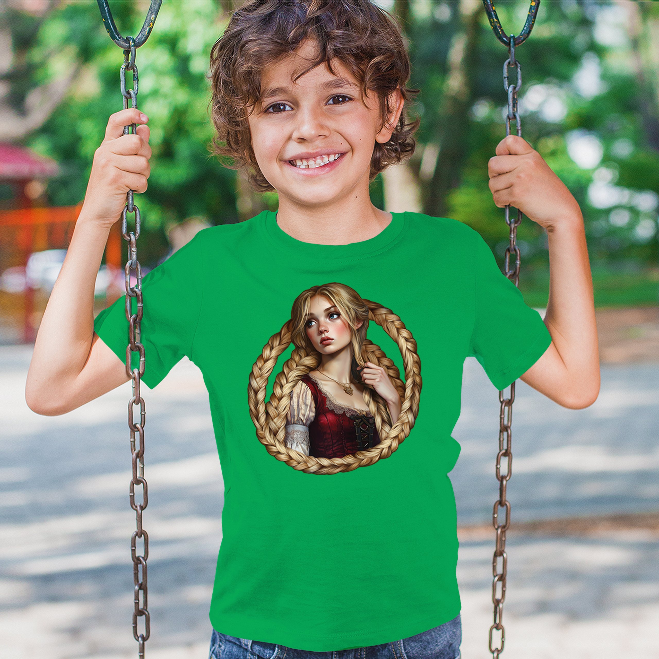 Storybook Rapunzel Youth T-shirt Fairytale Blonde Hair Fantasy Princess Kids - Picture 33 of 50