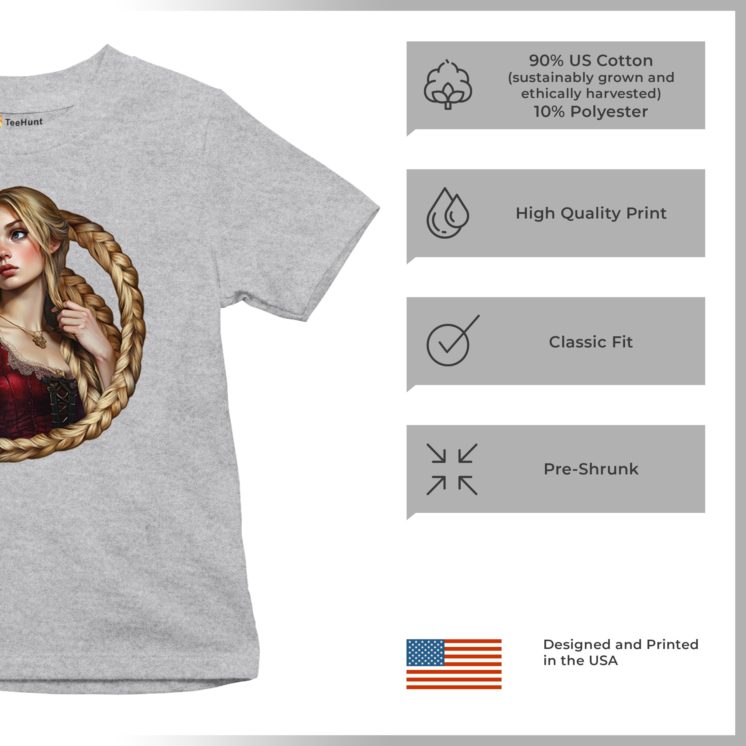 Storybook Rapunzel Youth T-shirt Fairytale Blonde Hair Fantasy Princess Kids - Picture 14 of 50