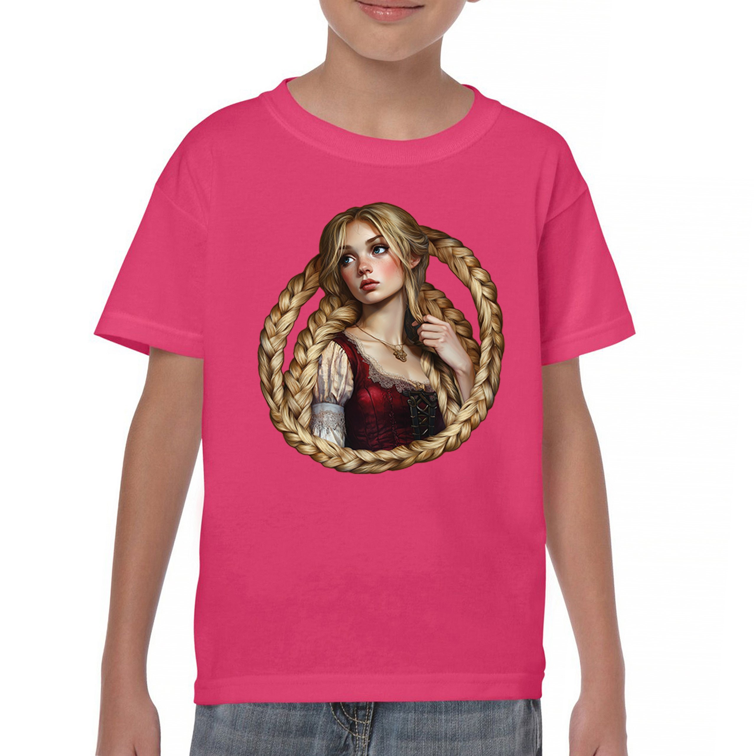 Storybook Rapunzel Youth T-shirt Fairytale Blonde Hair Fantasy Princess Kids - Picture 44 of 50
