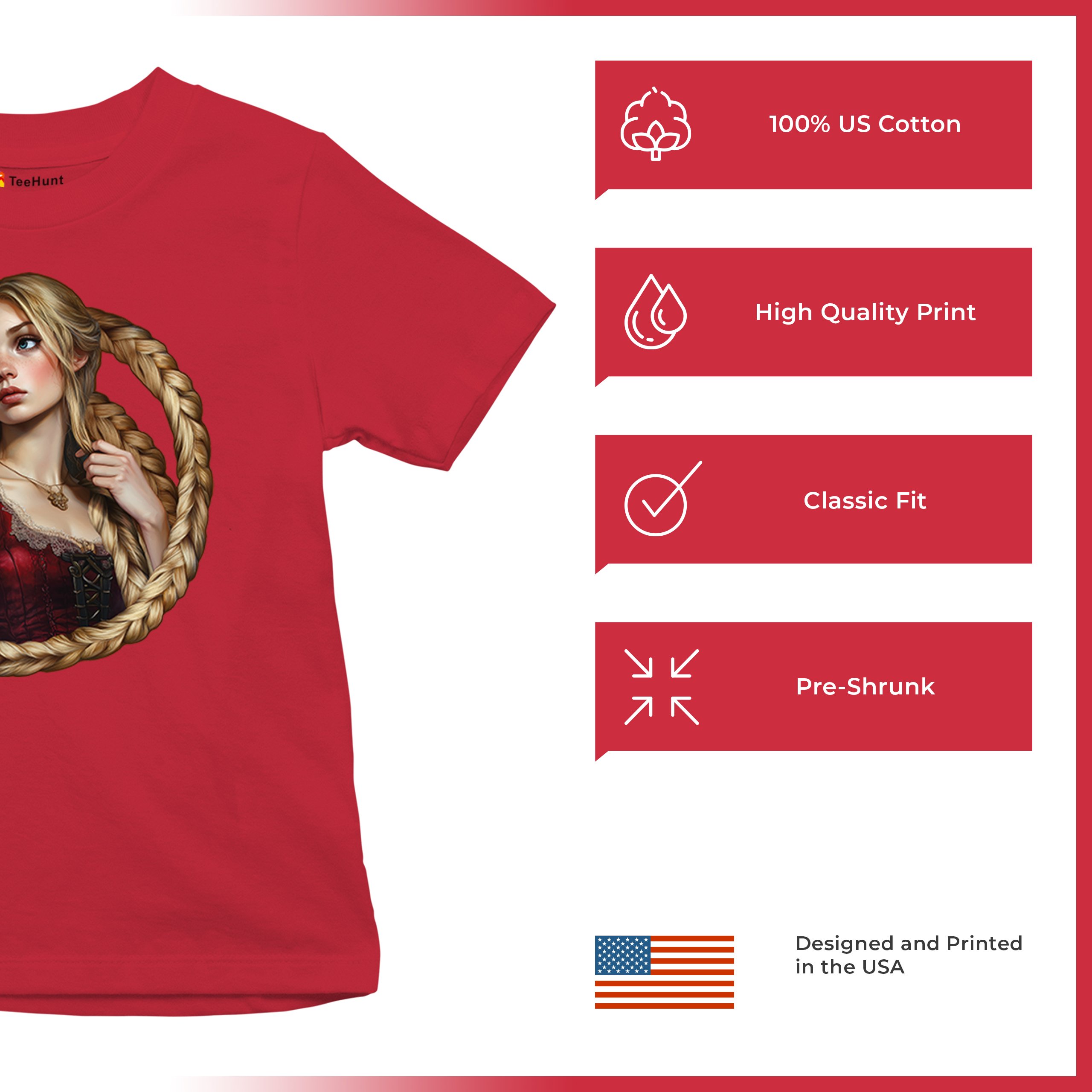 Storybook Rapunzel Youth T-shirt Fairytale Blonde Hair Fantasy Princess Kids - Picture 21 of 50