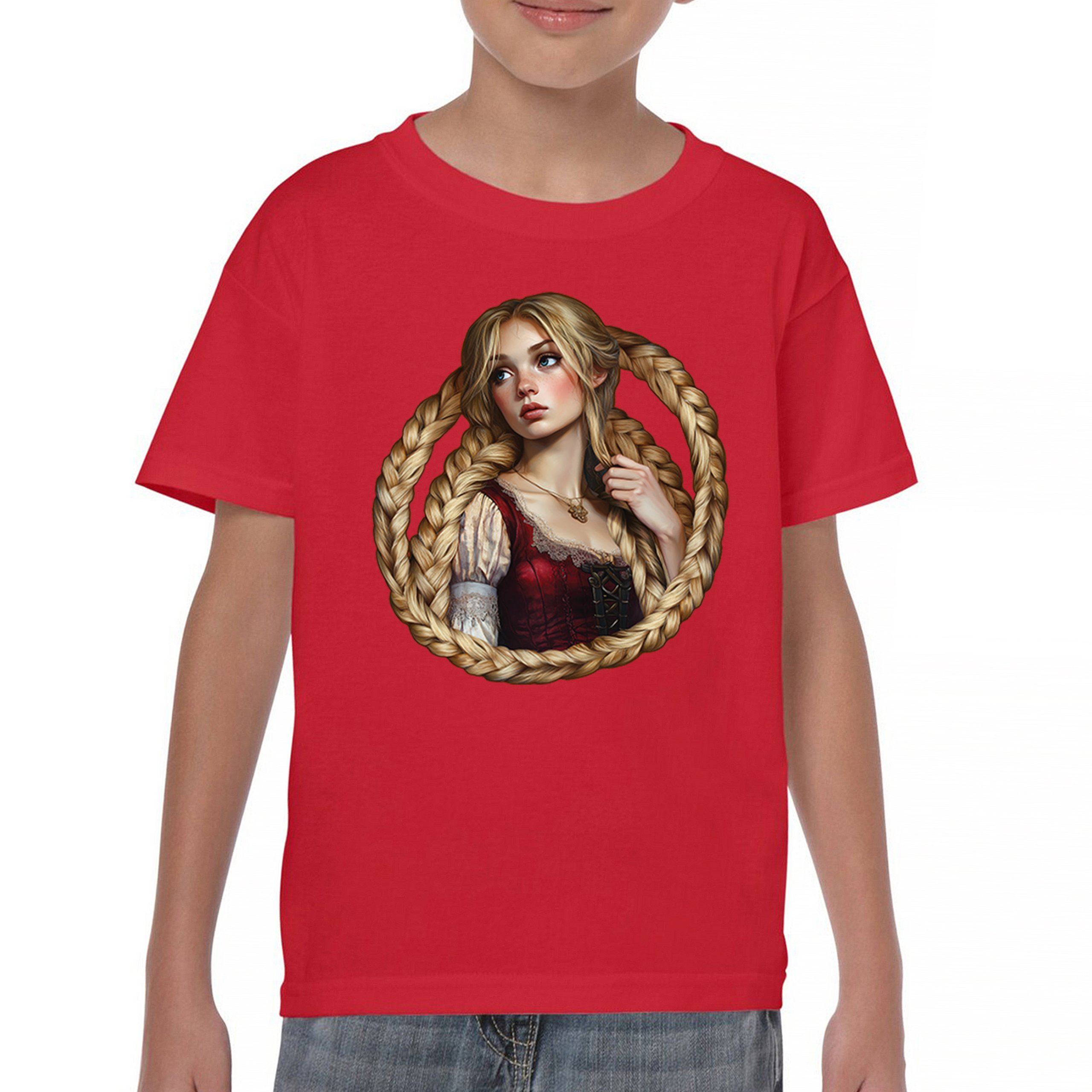 Storybook Rapunzel Youth T-shirt Fairytale Blonde Hair Fantasy Princess Kids - Picture 16 of 50