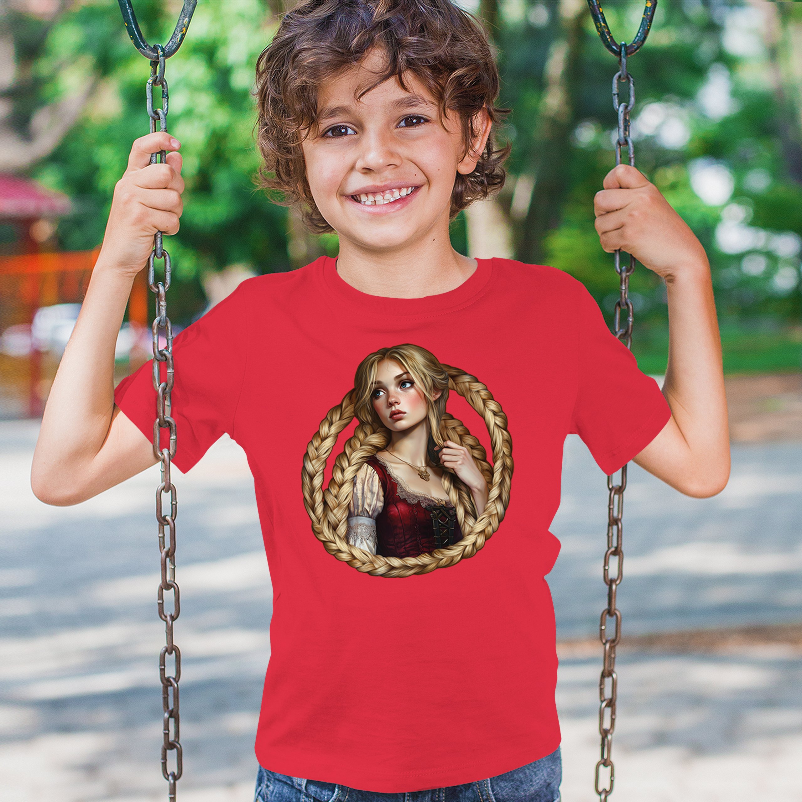 Storybook Rapunzel Youth T-shirt Fairytale Blonde Hair Fantasy Princess Kids - Picture 19 of 50