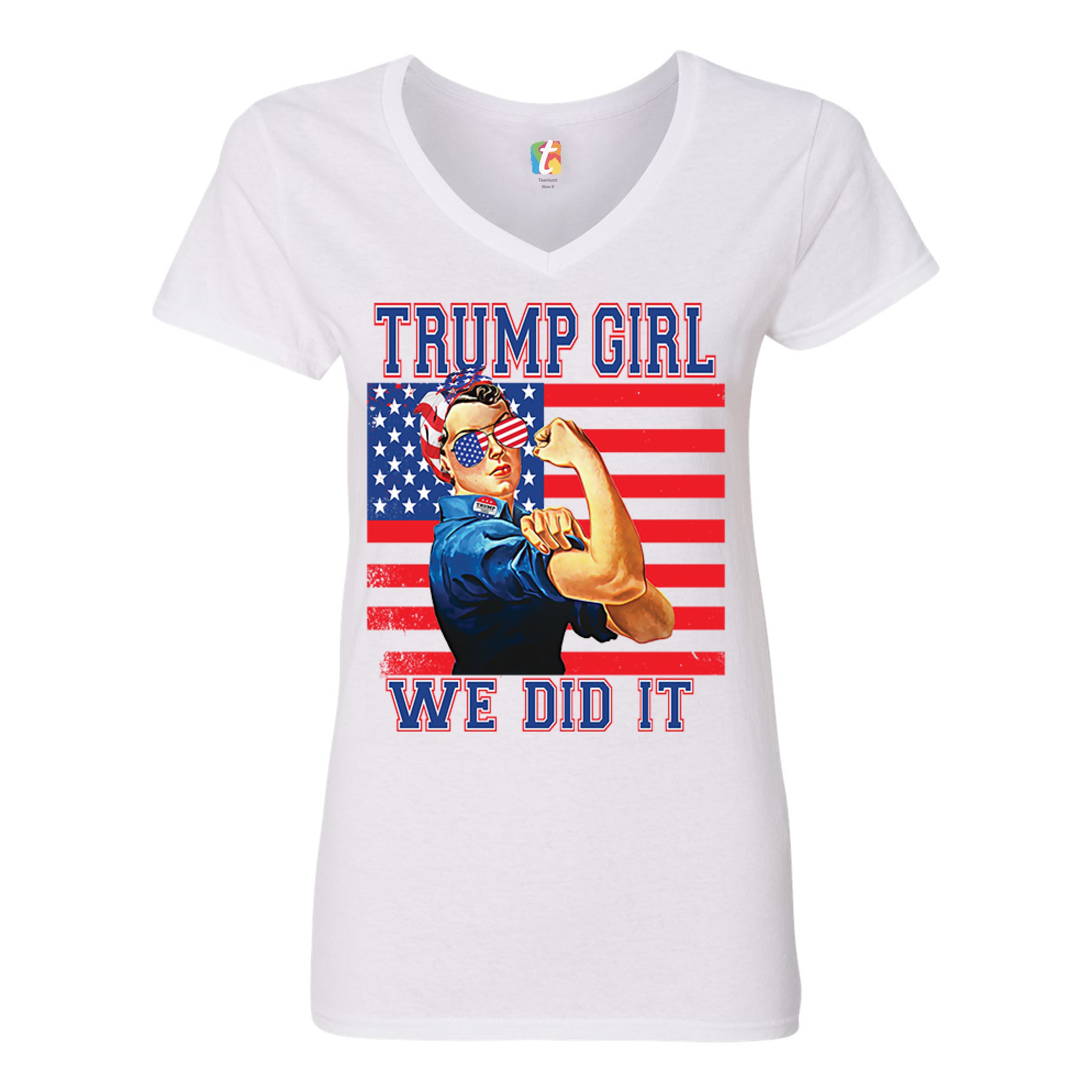 Trump Girl We Did It Women S V Neck T Shirt Pro Trump 2020 American Flag Tee Ebay