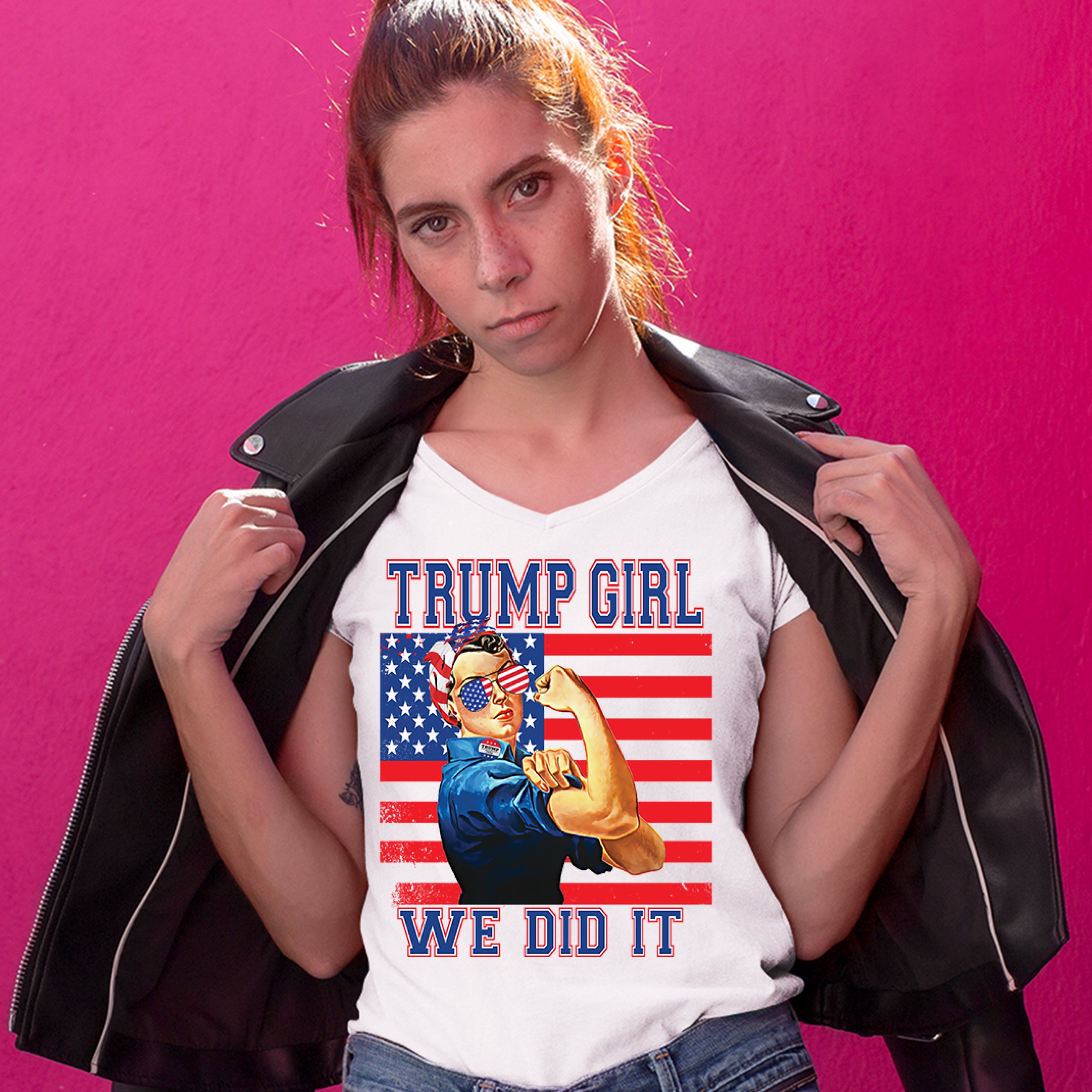 Trump Girl We Did It Womens V Neck T Shirt Pro Trump 2020 American