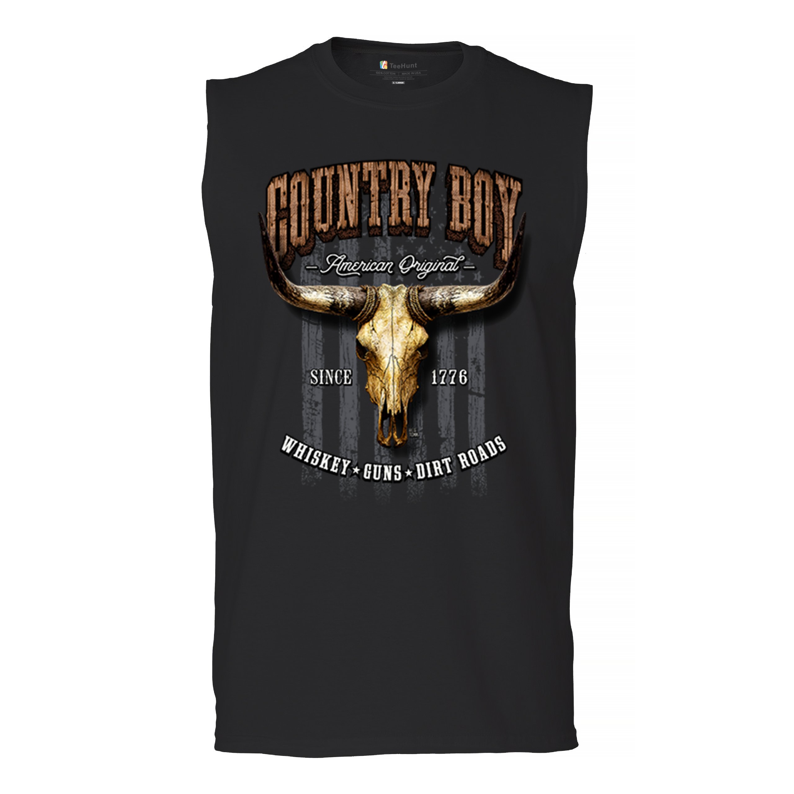 Country Boy Men’s Muscle Shirt Whiskey Guns Dirt Road Cowboy