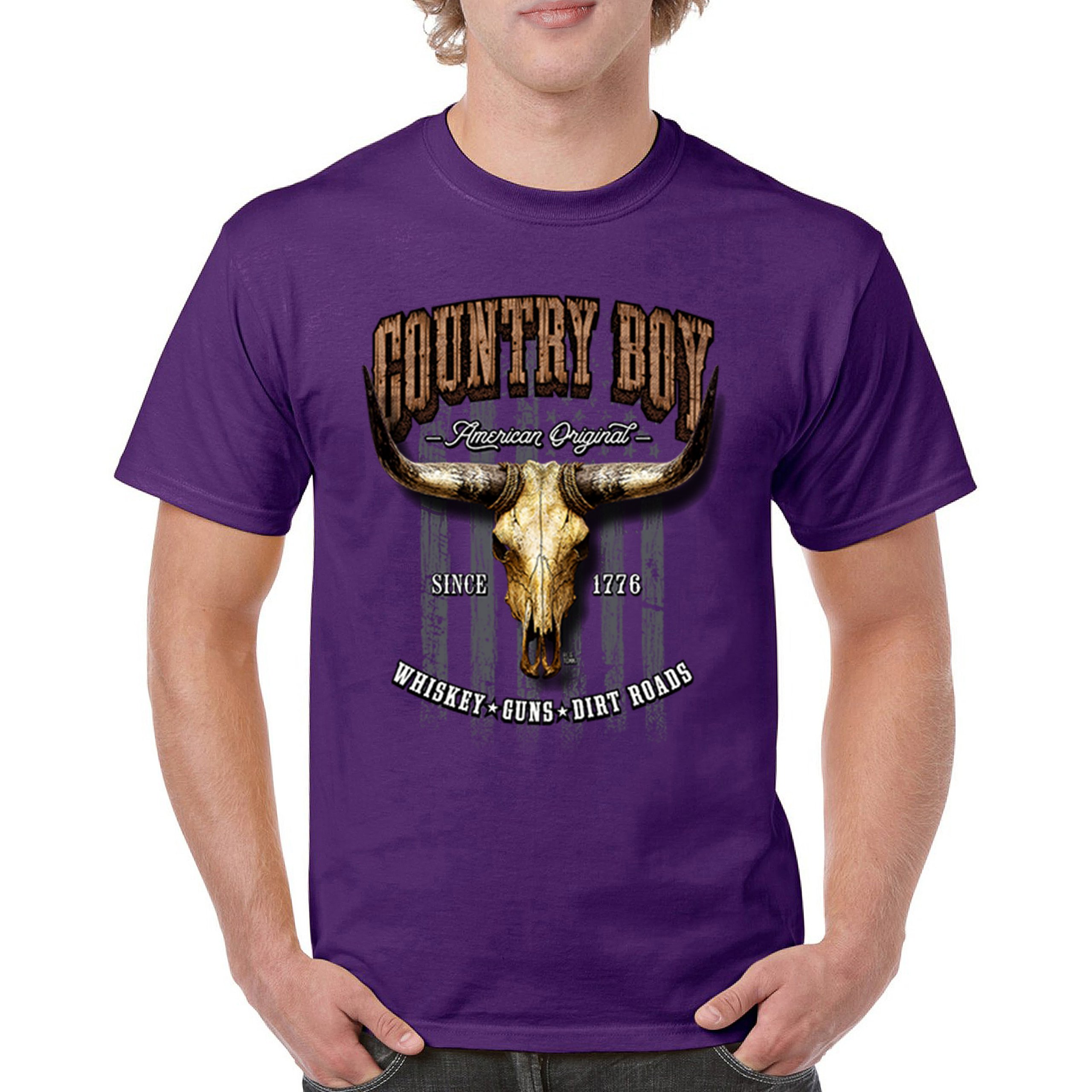 トップス purple Country Boy T-shirt Whiskey Guns Dirt Road Cowboy Men's Tee | eBay