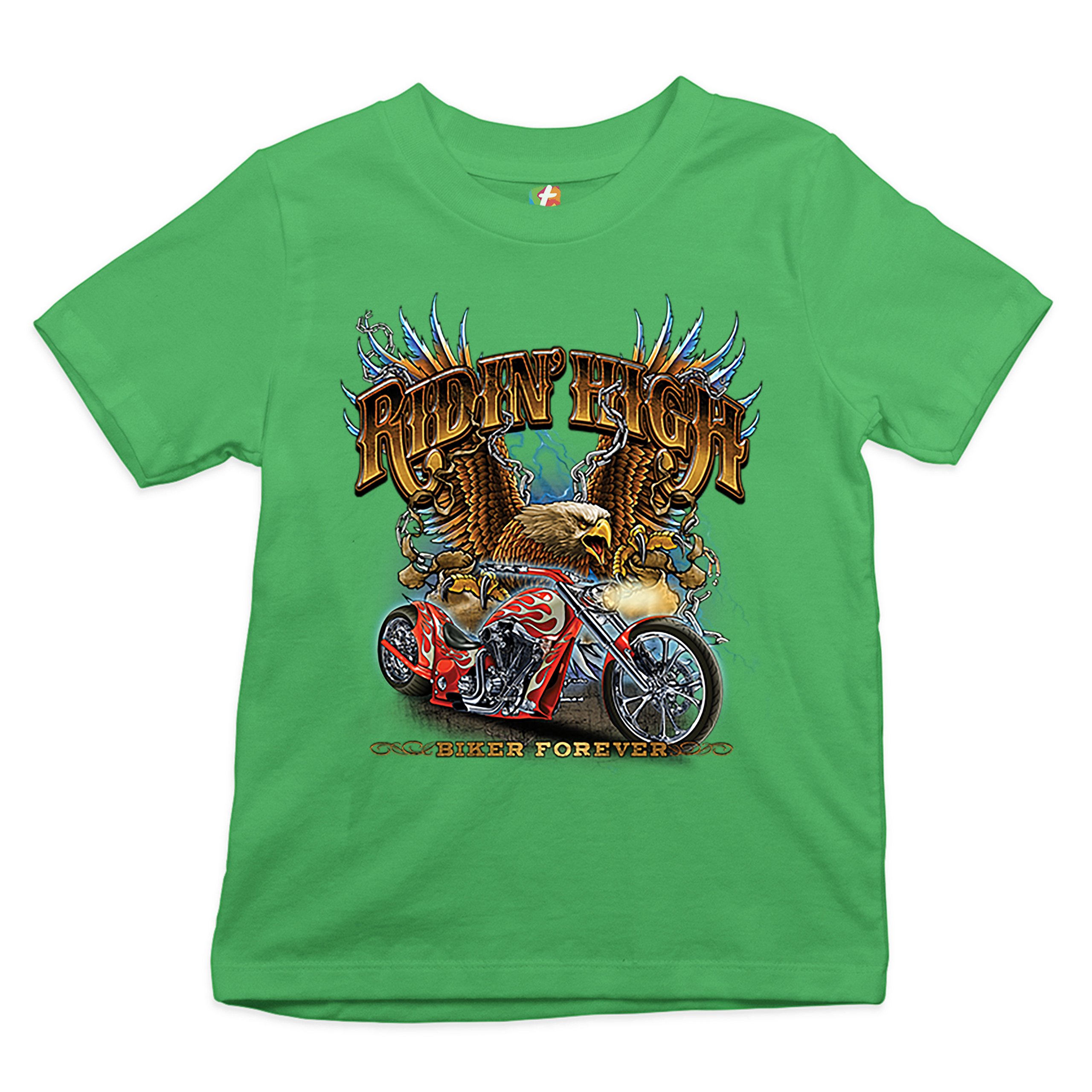 Ridin' High Youth T-shirt Biker Forever Chopper Rider American Eagle Kids - Picture 18 of 29