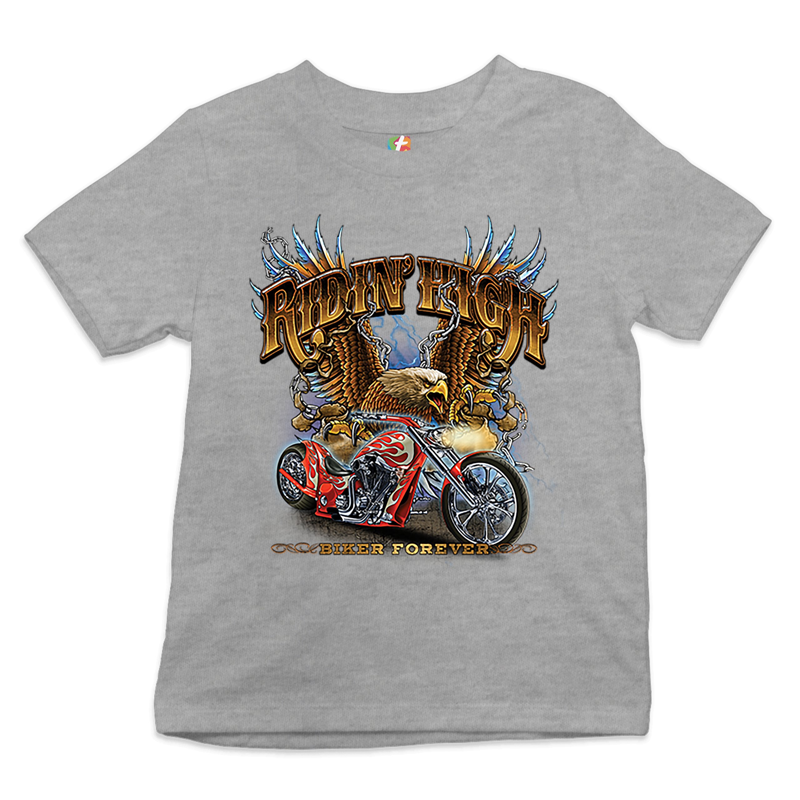Ridin' High Youth T-shirt Biker Forever Chopper Rider American Eagle Kids - Picture 6 of 29