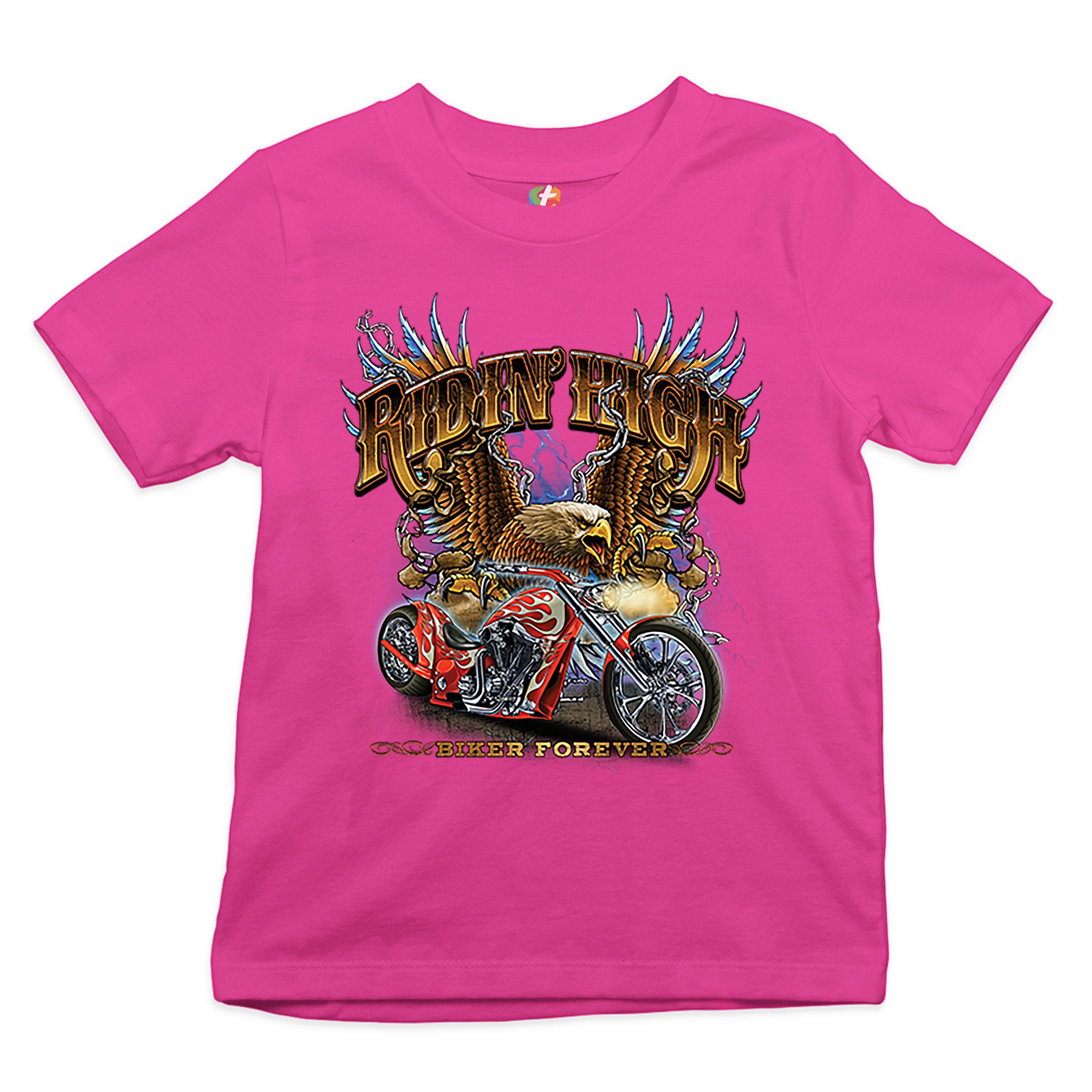Ridin' High Youth T-shirt Biker Forever Chopper Rider American Eagle Kids - Picture 26 of 29