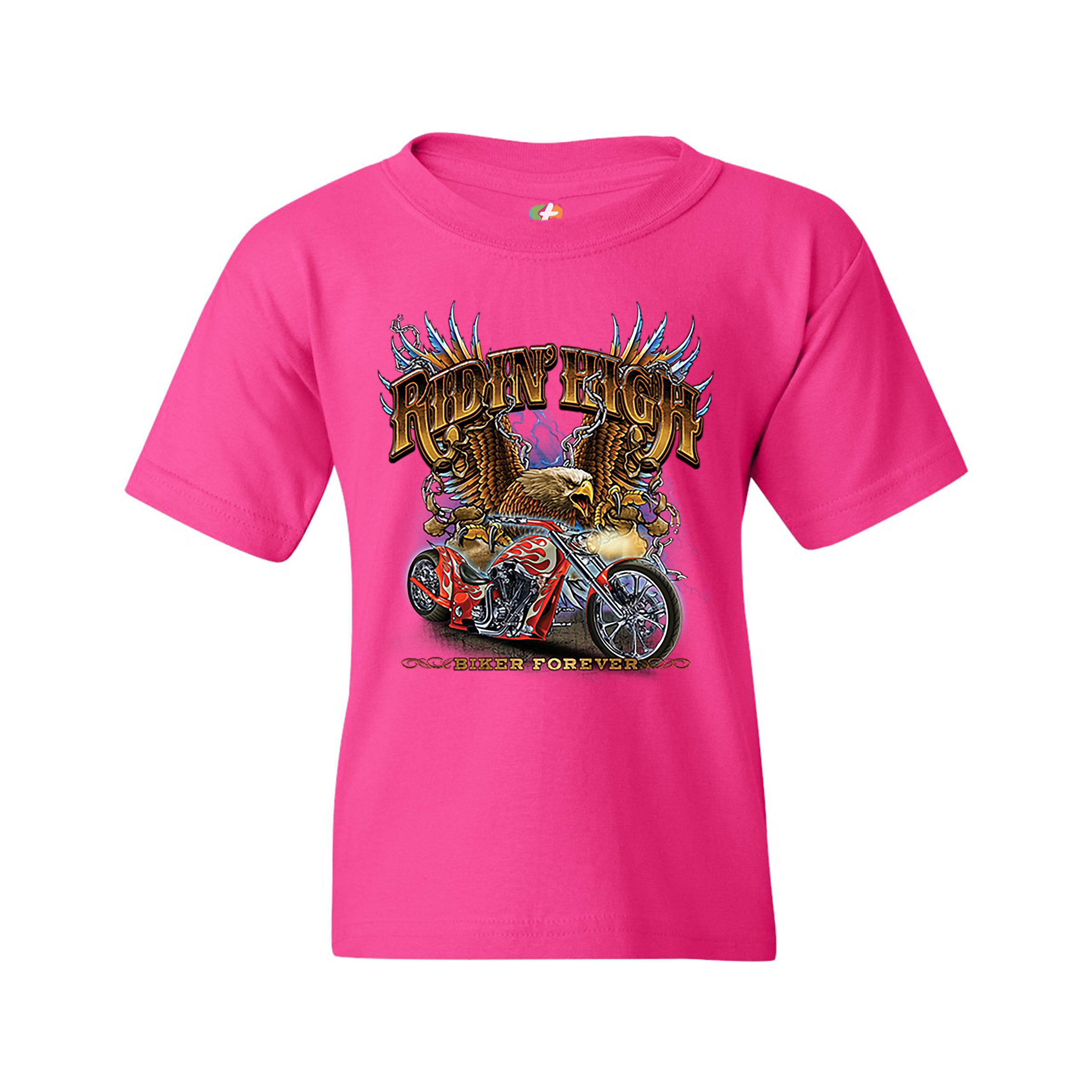 Ridin' High Youth T-shirt Biker Forever Chopper Rider American Eagle Kids - Picture 27 of 29