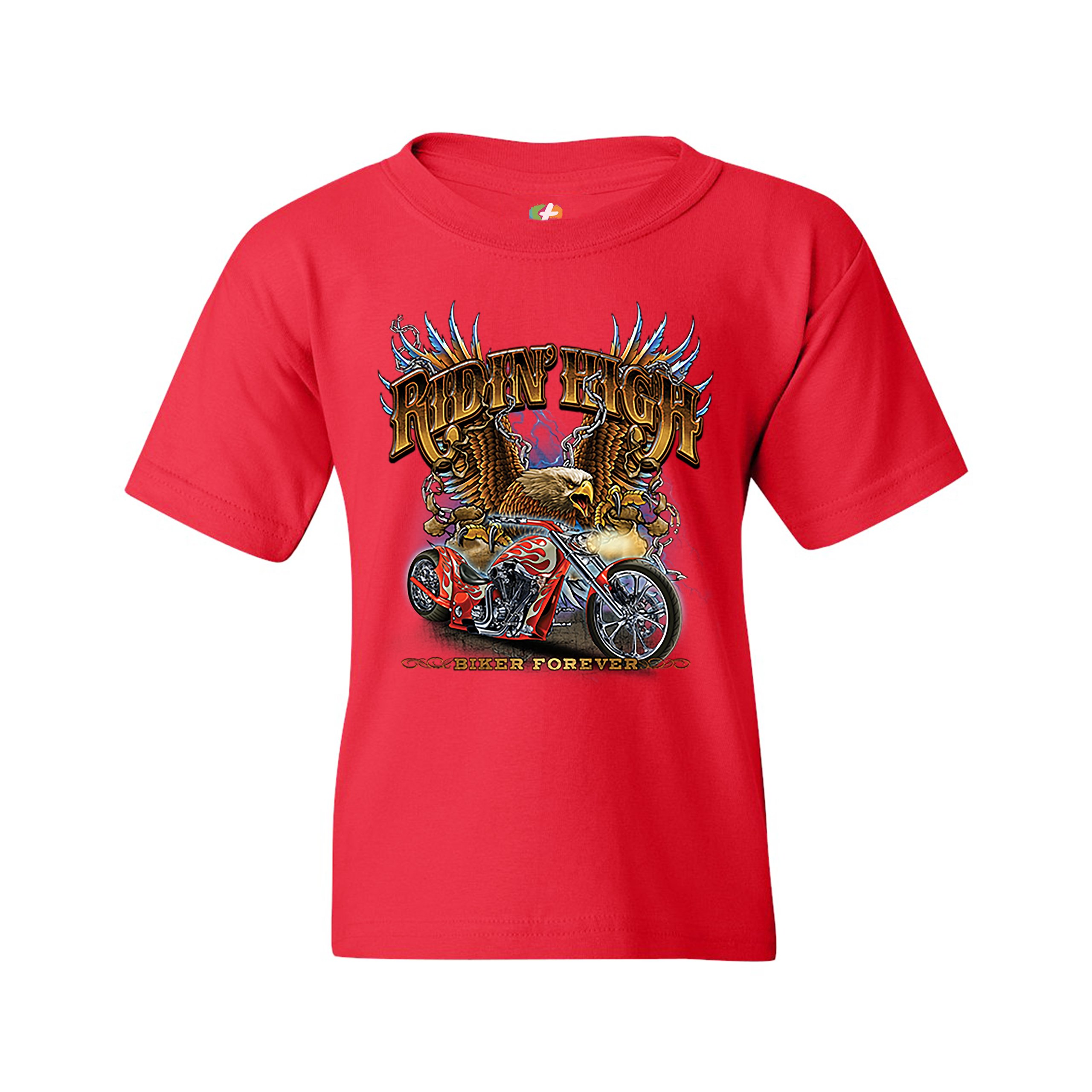 Ridin' High Youth T-shirt Biker Forever Chopper Rider American Eagle Kids - Picture 11 of 29