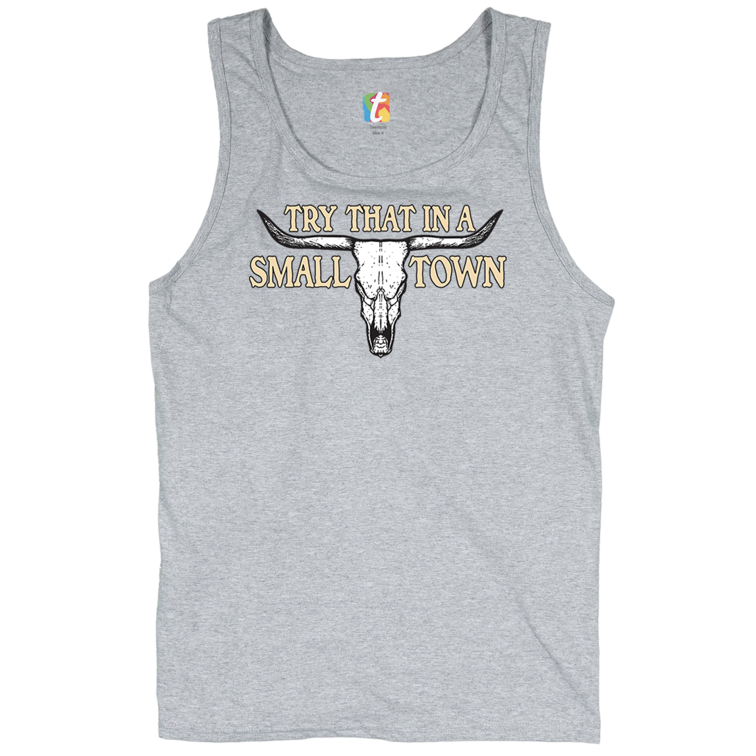Try That in a Small Town Cattle Skull Tank Top American Patriotic US Men's Top - Picture 13 of 43