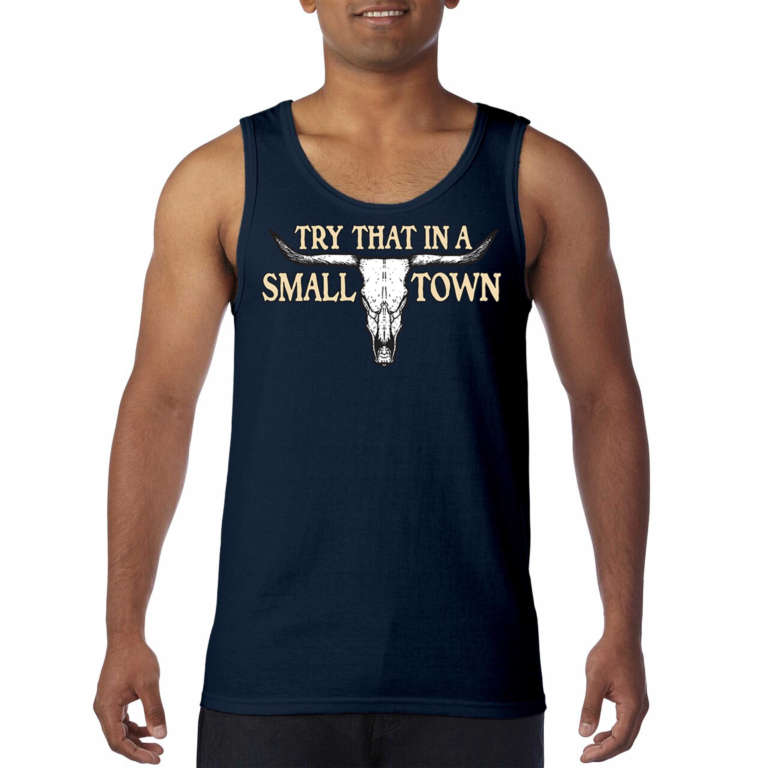 Try That in a Small Town Cattle Skull Tank Top American Patriotic US Men's Top - Picture 30 of 43
