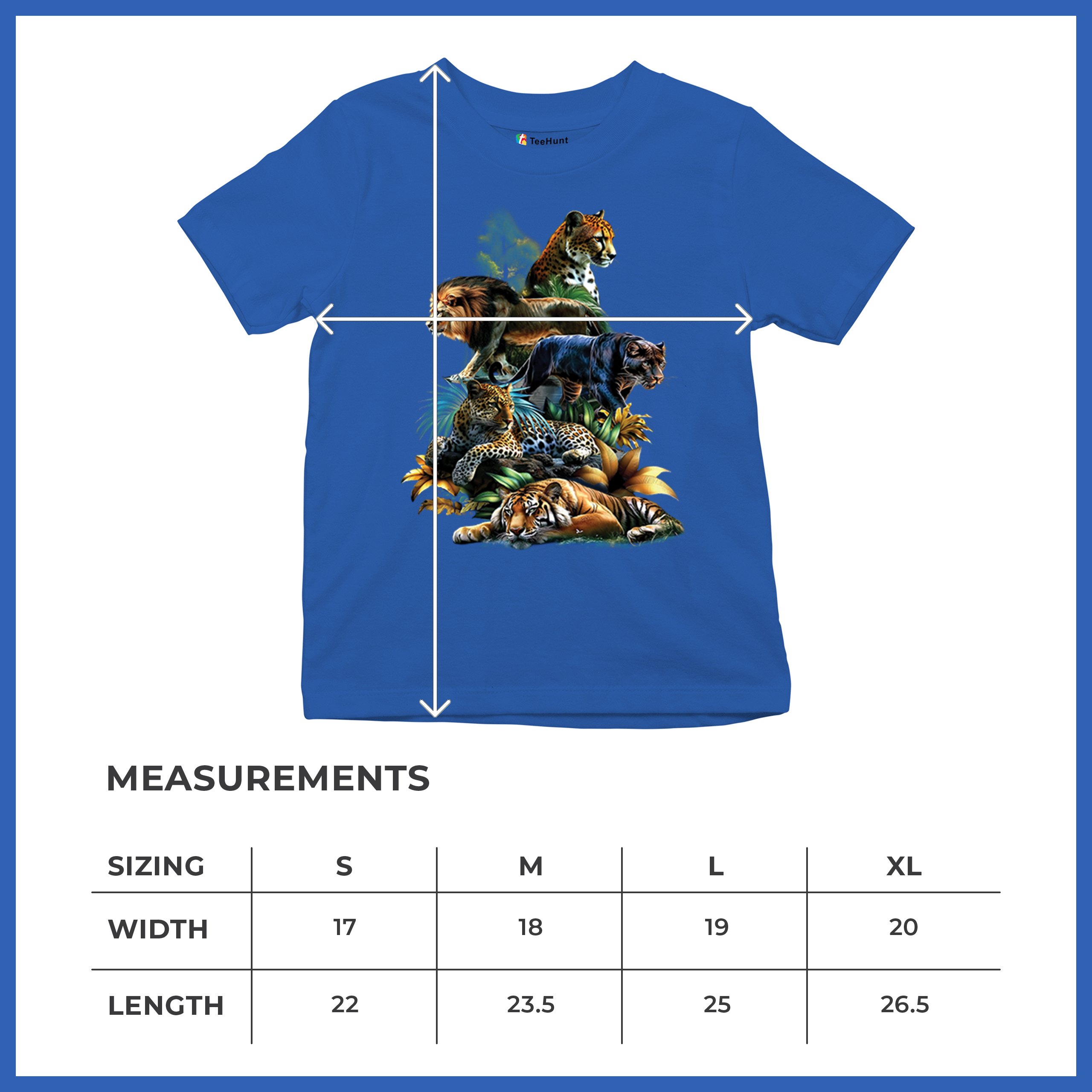 Big Cats Jungle Collage Youth T-shirt Lion Tiger Leopard Animal Jaguar Kids - Picture 43 of 50