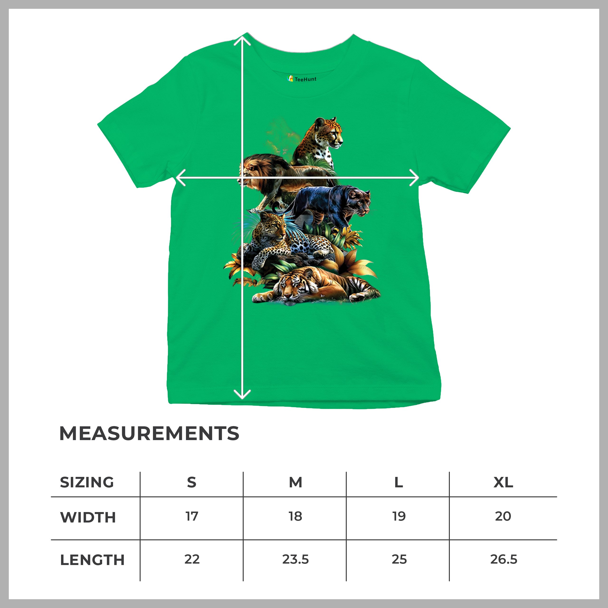 Big Cats Jungle Collage Youth T-shirt Lion Tiger Leopard Animal Jaguar Kids - Picture 36 of 50