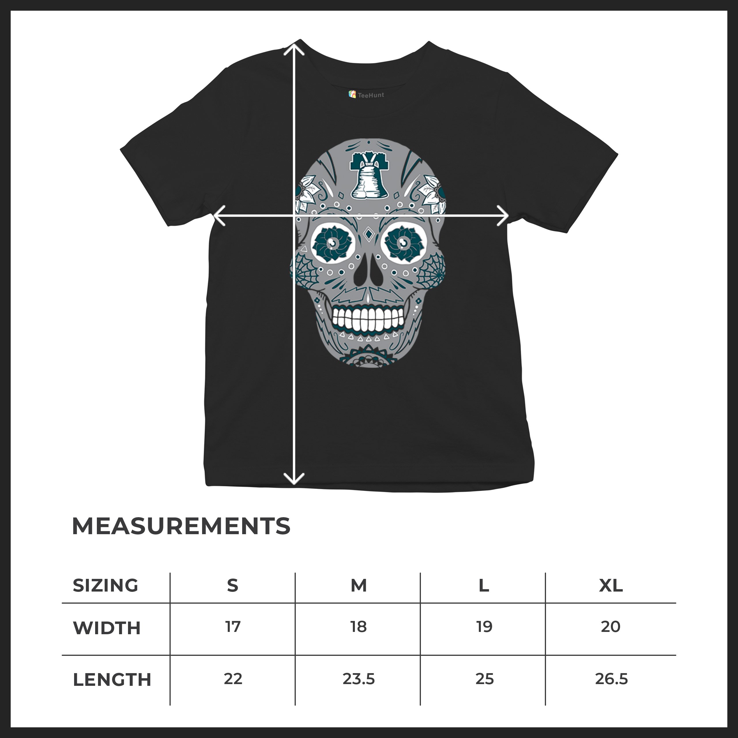 Philadelphia Sugar Skull Youth T-shirt Football Die-Hard Philly Fan Kids - Picture 8 of 50