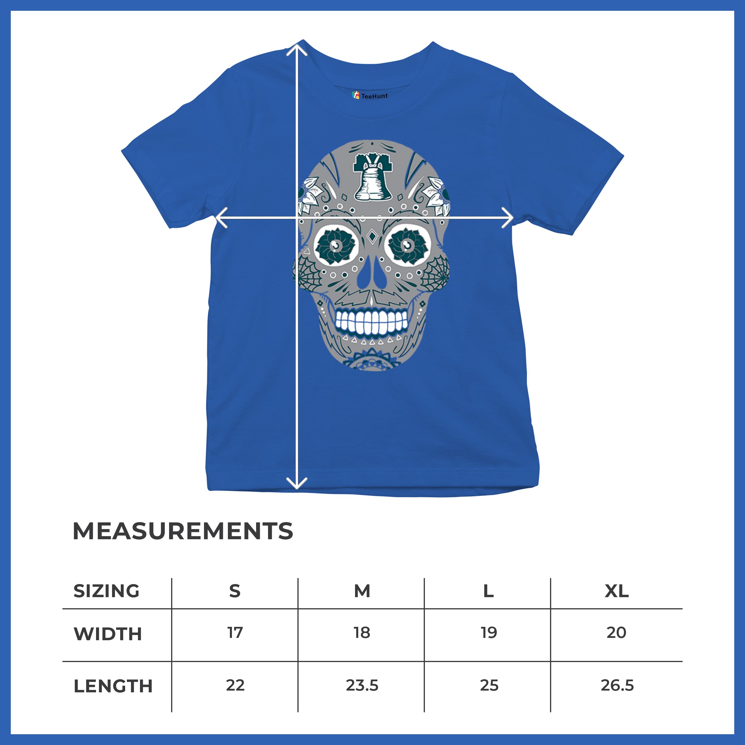 Philadelphia Sugar Skull Youth T-shirt Football Die-Hard Philly Fan Kids - Picture 43 of 50