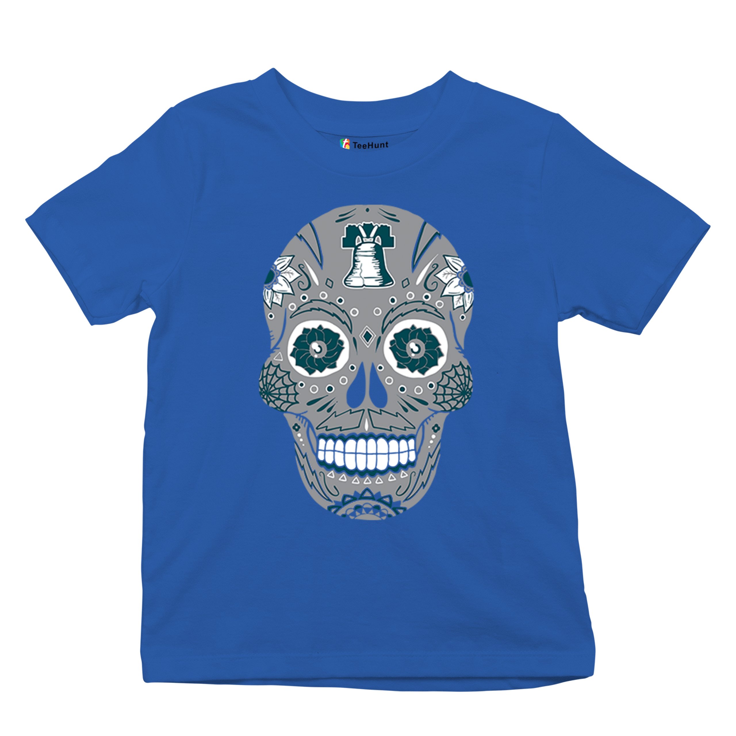 Philadelphia Sugar Skull Youth T-shirt Football Die-Hard Philly Fan Kids - Picture 41 of 50