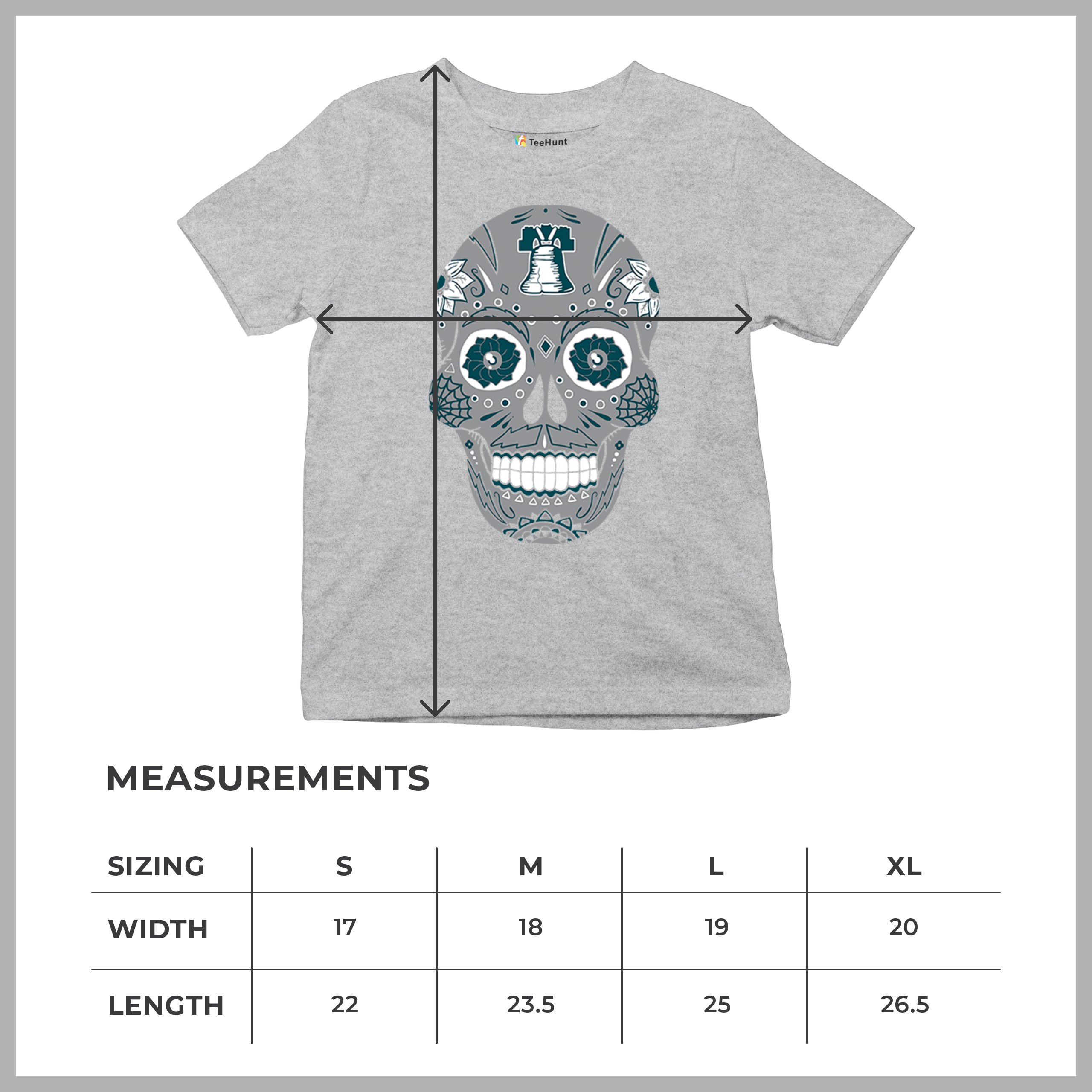 Philadelphia Sugar Skull Youth T-shirt Football Die-Hard Philly Fan Kids - Picture 15 of 50