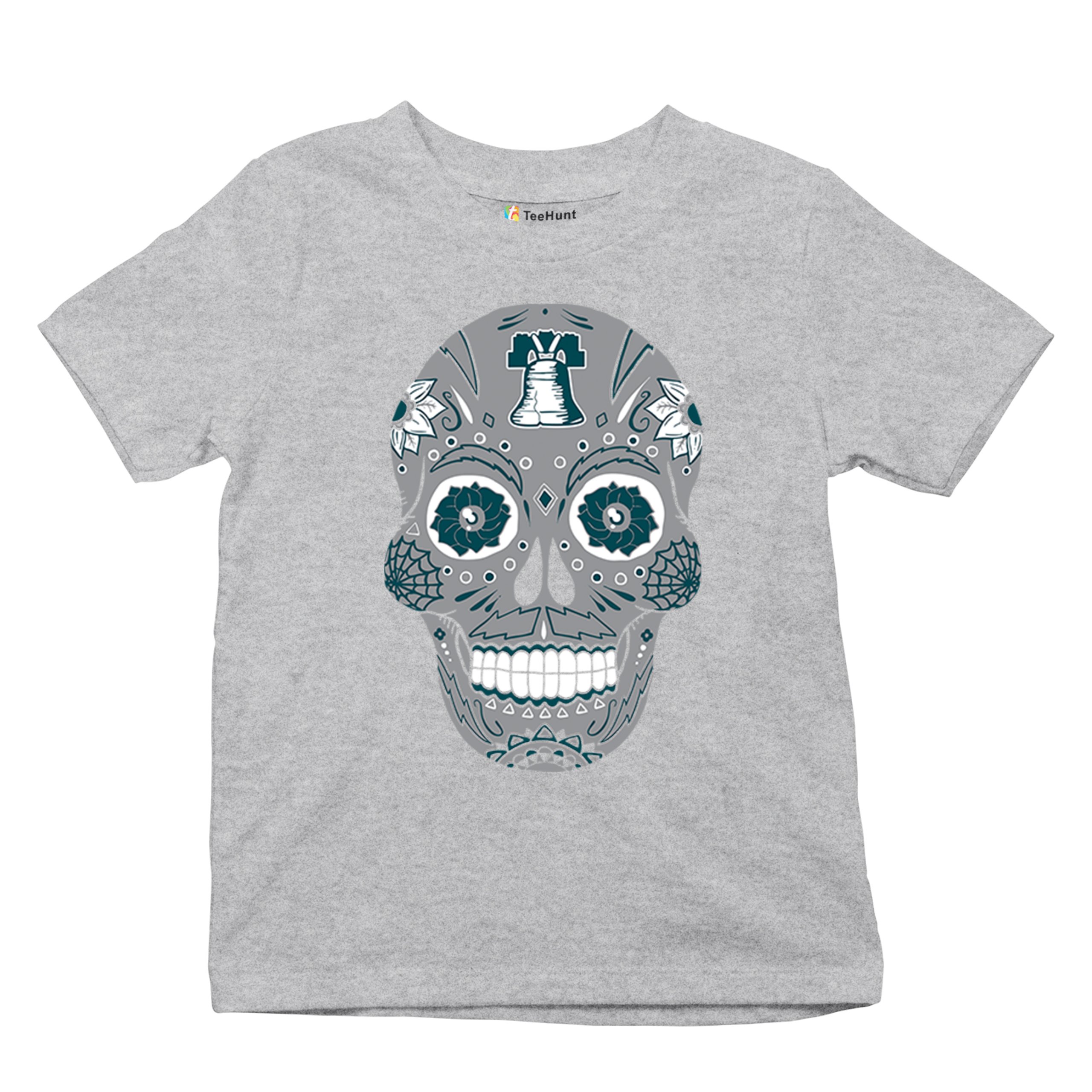Philadelphia Sugar Skull Youth T-shirt Football Die-Hard Philly Fan Kids - Picture 13 of 50