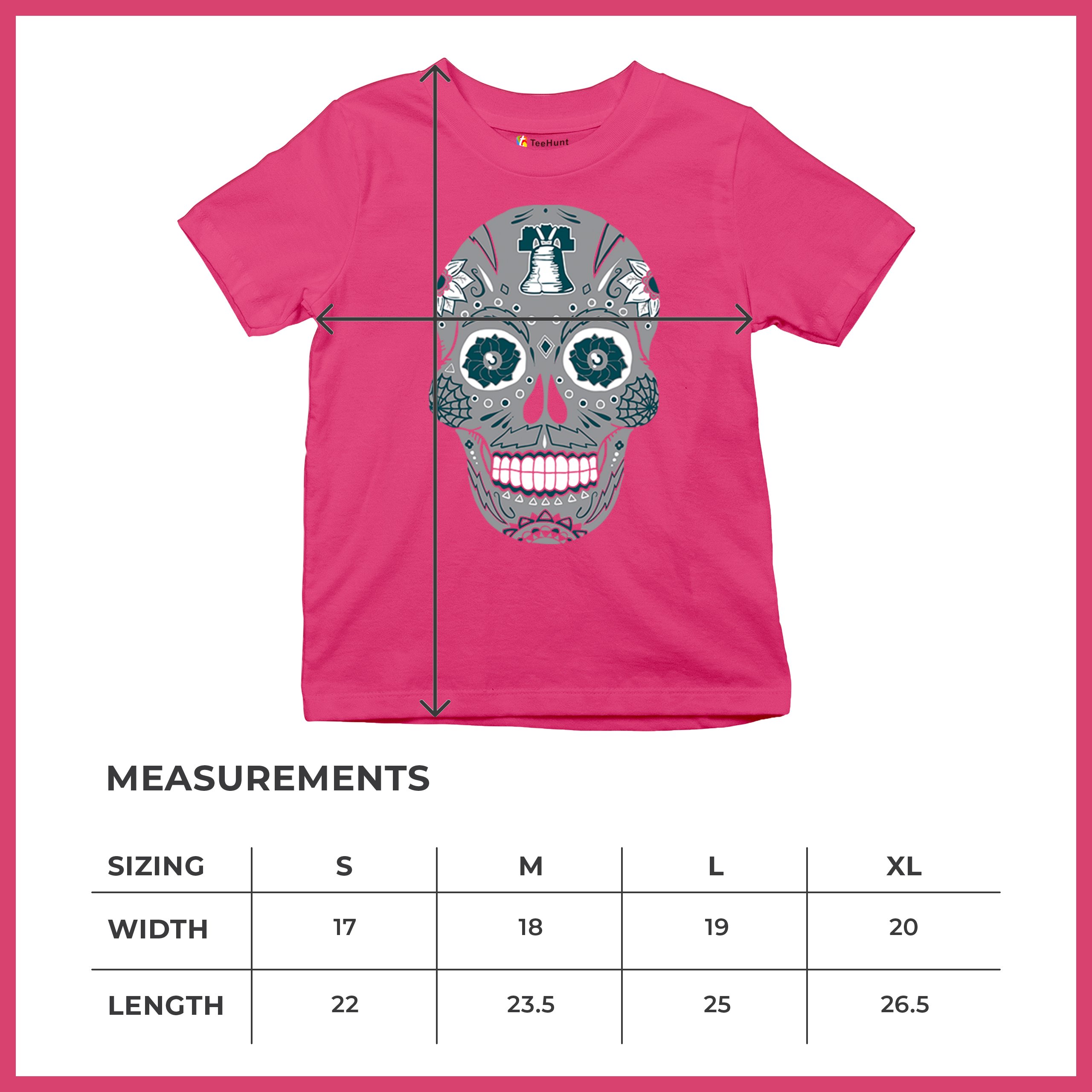 Philadelphia Sugar Skull Youth T-shirt Football Die-Hard Philly Fan Kids - Picture 50 of 50