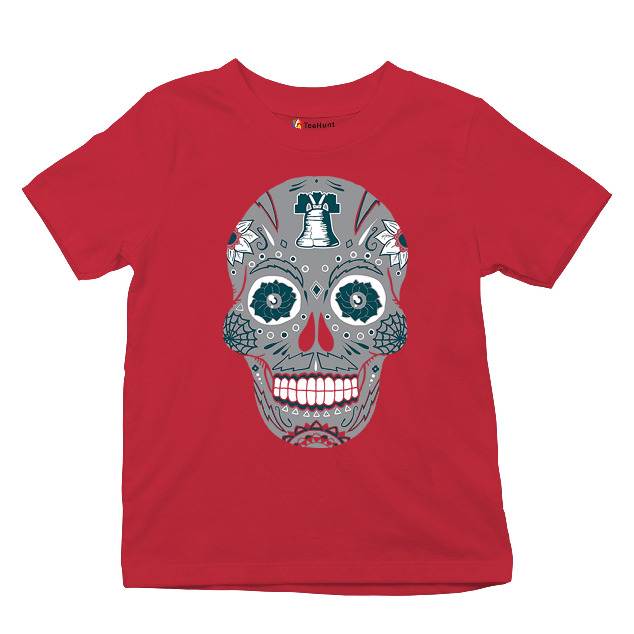 Philadelphia Sugar Skull Youth T-shirt Football Die-Hard Philly Fan Kids - Picture 20 of 50