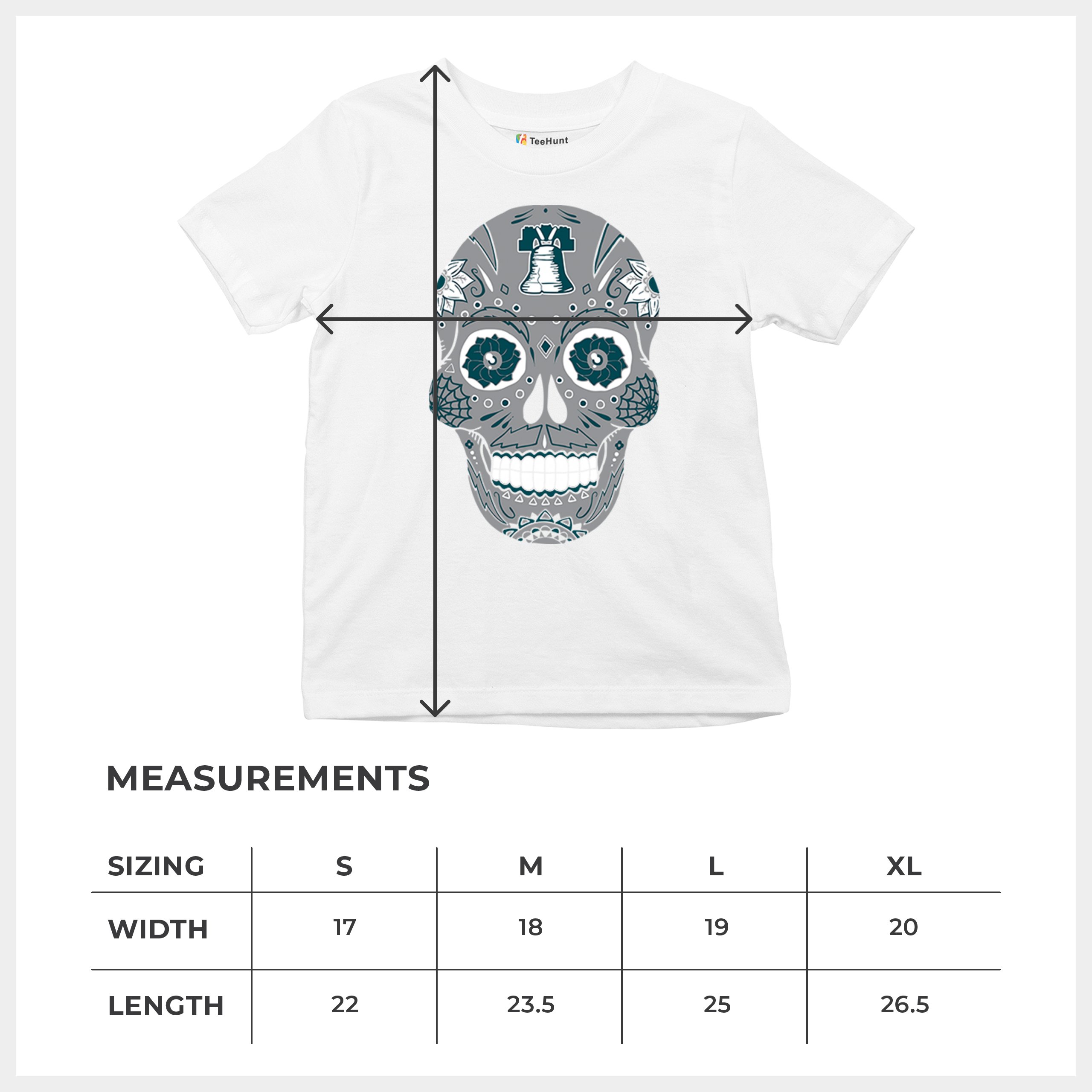 Philadelphia Sugar Skull Youth T-shirt Football Die-Hard Philly Fan Kids - Picture 29 of 50